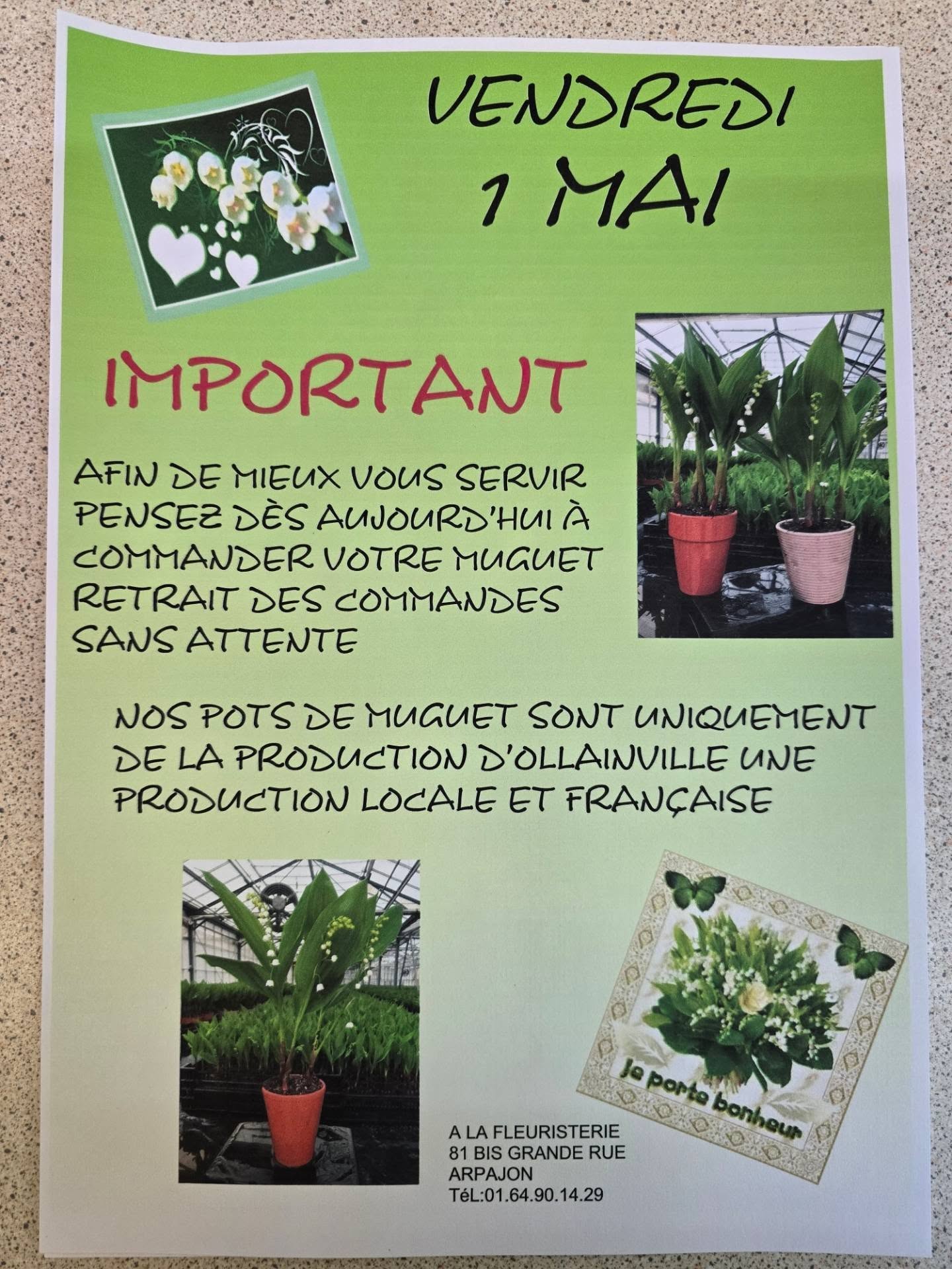 A LA FLEURISTERIE
81BIS GRANDE RUE
ARPAJON