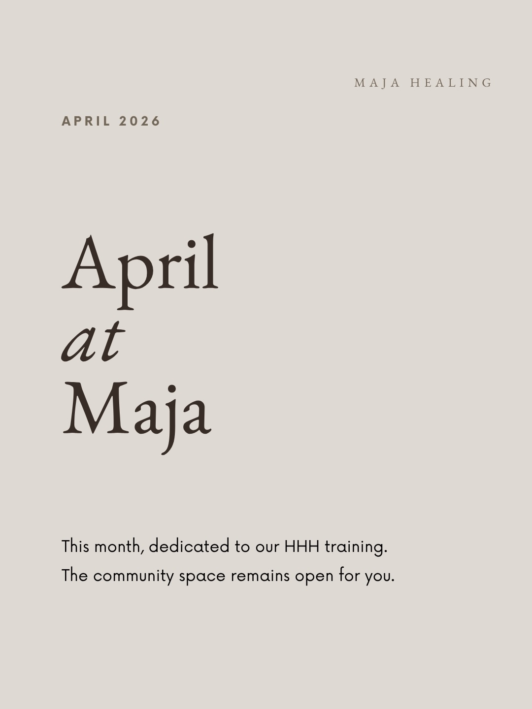 April at Maja looks a little different this month.
Maja Healing is fully dedicated to the Holistic Healing Hypnosis training, guiding a select group of students through a focused, high-standard process to become skilled and ethical hypnotherapists.
The community space remains open.
This month, Dr. Laura explores how emotional wounds quietly shape the patterns we carry in relationships, reactions, and daily life. And Ruth holds space for young adults sitting with a specific kind of loneliness, the kind that exists even when you are surrounded by people.
Last month’s MasterClass with Kartika on grief is now on YouTube.
Swipe to see what this month holds.
___
emotional wounds, patterns and trauma, hypnotherapy training Bali, mental health Bali, loneliness young adults, Maja Healing Bali, MasterClass online Indonesia, Bahasa Indonesia mental health, healing community Bali, grief MasterClass, holistic healing hypnosis, trauma informed therapy Bali, counselling Bali, inner work, subconscious healing