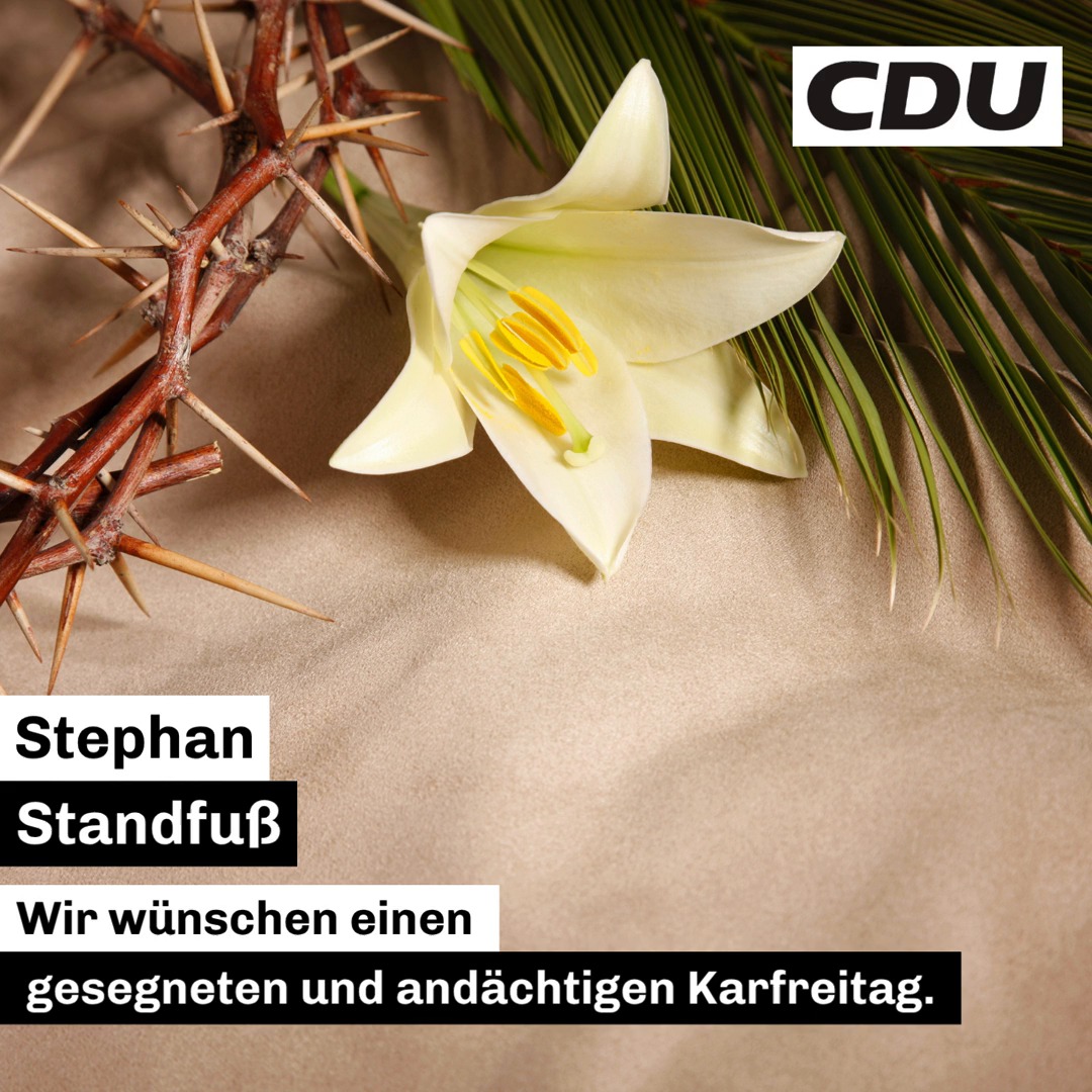 Karfreitag erinnert uns daran, innezuhalten. 🕯️
Ein Tag der Stille, des Gedenkens und der Besinnung – fern vom Alltag, nah bei den wirklich wichtigen Dingen im Leben.
Ich wünsche Ihnen und euch einen ruhigen Karfreitag und Momente der inneren Einkehr. 🙏
.
.
.
.
#CDUBerlin #SteglitzZehlendorg #Karfreitag
