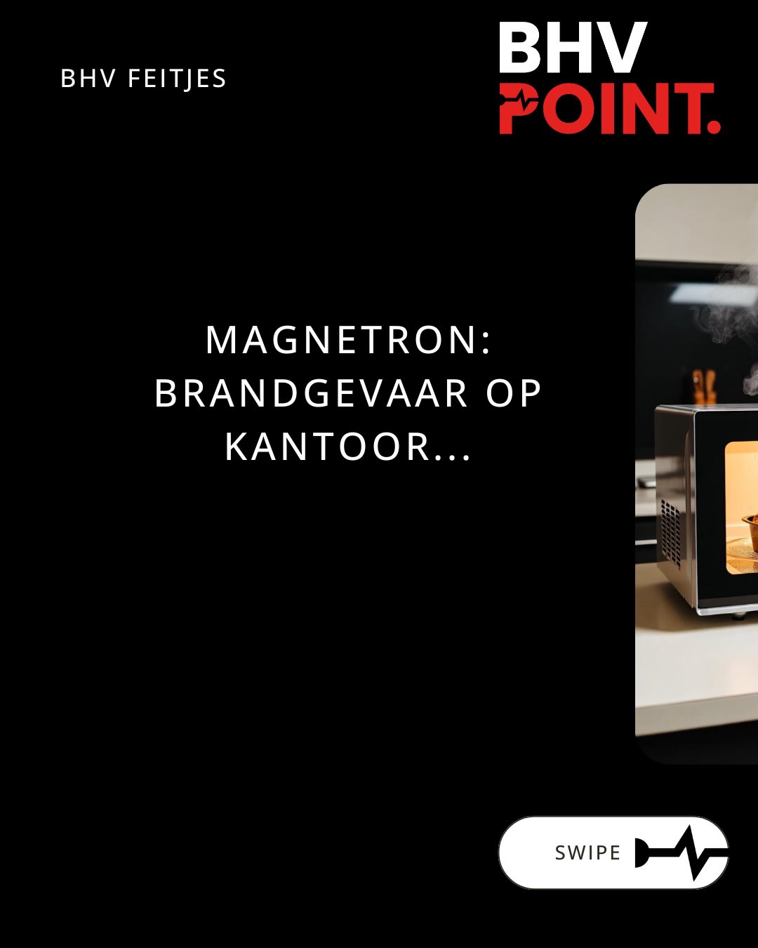 Magnetron: brandgevaar op kantoor. Je warmt je lunch op. En dan: rook, vonken, vuur.
Magnetrons zijn een van de grootste oorzaken van keukenbranden op werk.
Gebruik jij de magnetron op werk?👇
#veiligheid #safetyfirst #bedrijfshulpverlening #BHV #ehbo veiligheidsbewustzijn