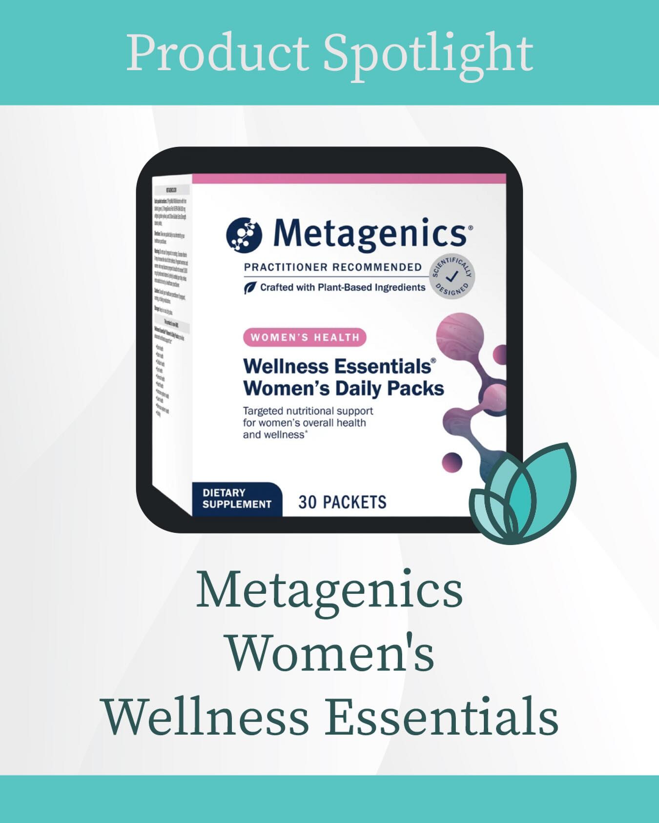 🌿PRODUCT SPOTLIGHT🌿
Support heart health, bone health, and overall wellness daily. Wellness Essentials Women is formulated to target your unique nutritional needs to help you stay active and vital and maintain overall health.
Each once-daily packet provides:
Multifaceted health support: PhytoMulti® with Iron is the “smart multi” with essential nutrients and a proprietary blend of 13 concentrated extracts and phytonutrients to help support cellular health and activate health potential.
Bone density support: Cal Apatite Bone Builder® Extra Strength goes beyond calcium with purity-tested MCHC—a complex crystalline compound composed primarily of calcium, phosphorus, trace minerals, and bone growth factors to help maintain bone strength.
Cardiovascular health support, immune system health support, and general wellness support: OmegaGenics® EPA-DHA 500 is a quality-guaranteed omega-3 fatty acid formula manufactured and third-party tested to ensure safety and potency.
https//us.fullscript.com/login