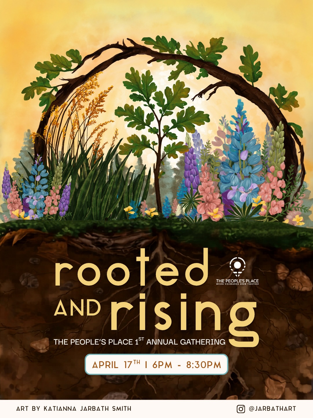 We’re deeply honored to partner with visual artist Katiana Jarbath Smith (@jarbathart), who created an original piece inspired by the theme of our 1st Annual Gathering: Rooted & Rising.
Across movements, arts and culture are two of the many strategies our communities use tell our own stories, shift narratives, and imagine new futures. The People’s Place is grateful to be in growing relationship with artists and cultural workers who help deepen our political vision and practice.
Join us for an evening of art, music, storytelling, and connection as we celebrate what has taken hold and recommit to the long discipline of building power.
🗓 Friday, April 17th, 2026
🕕 6:00pm - 8:30pm
RSVP to attend
📲 bit.ly/ROOTEDANDRISING2026
#linkinbio #Waterbury #CT #ArtandCulture