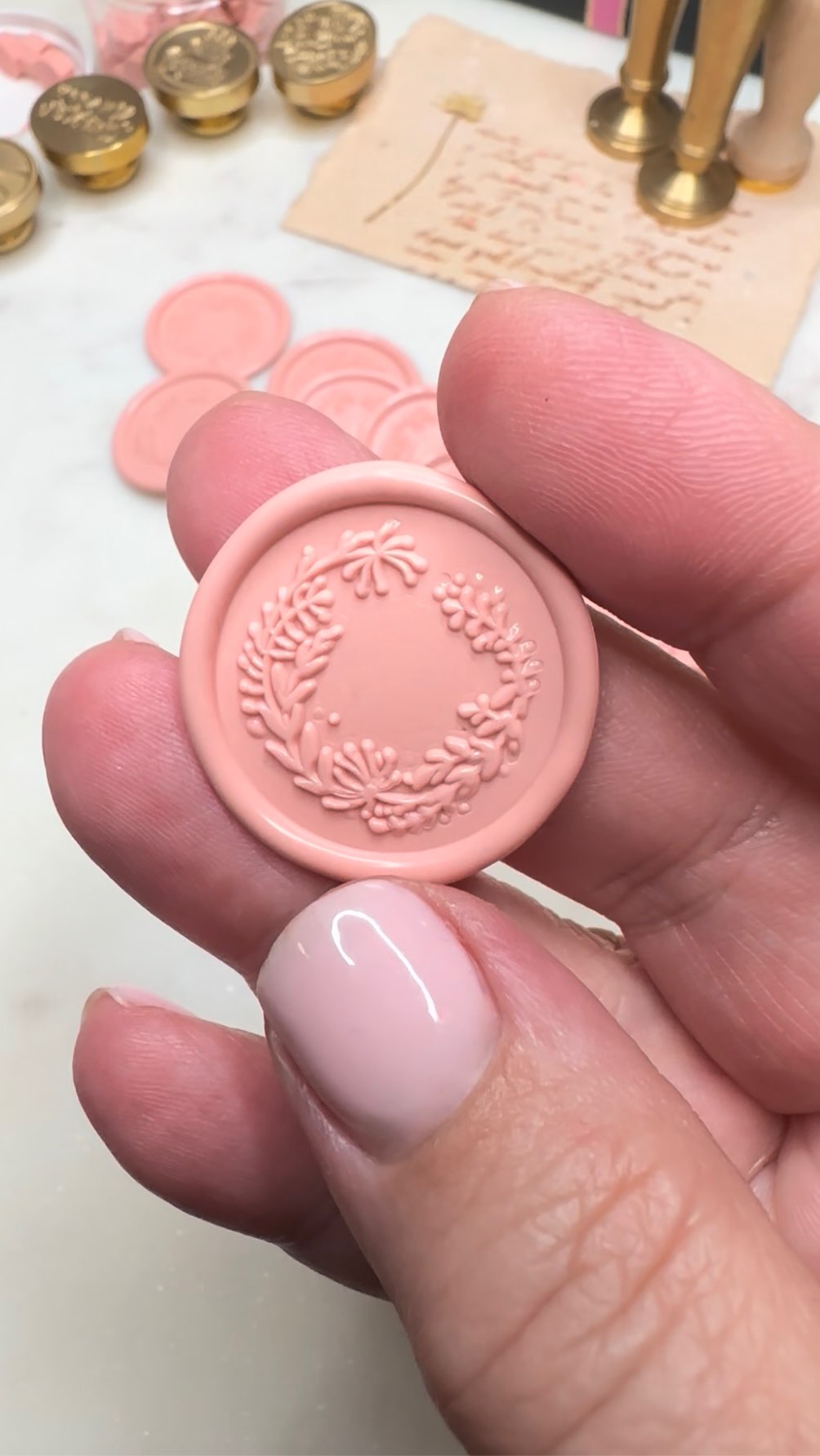A little detail that makes a big first impression ✨. Our Floral Wreath design stamped in Musk sealing wax for wedding invitations – soft, romantic, and beautifully timeless.
If you’re planning your stationery suite and want a wax seal that feels uniquely to you, I’d love to create something custom! Click shop and let’s chat!
#WeddingInvitations #WaxSealStickers #WaxSeals #SealingWax #Musk
