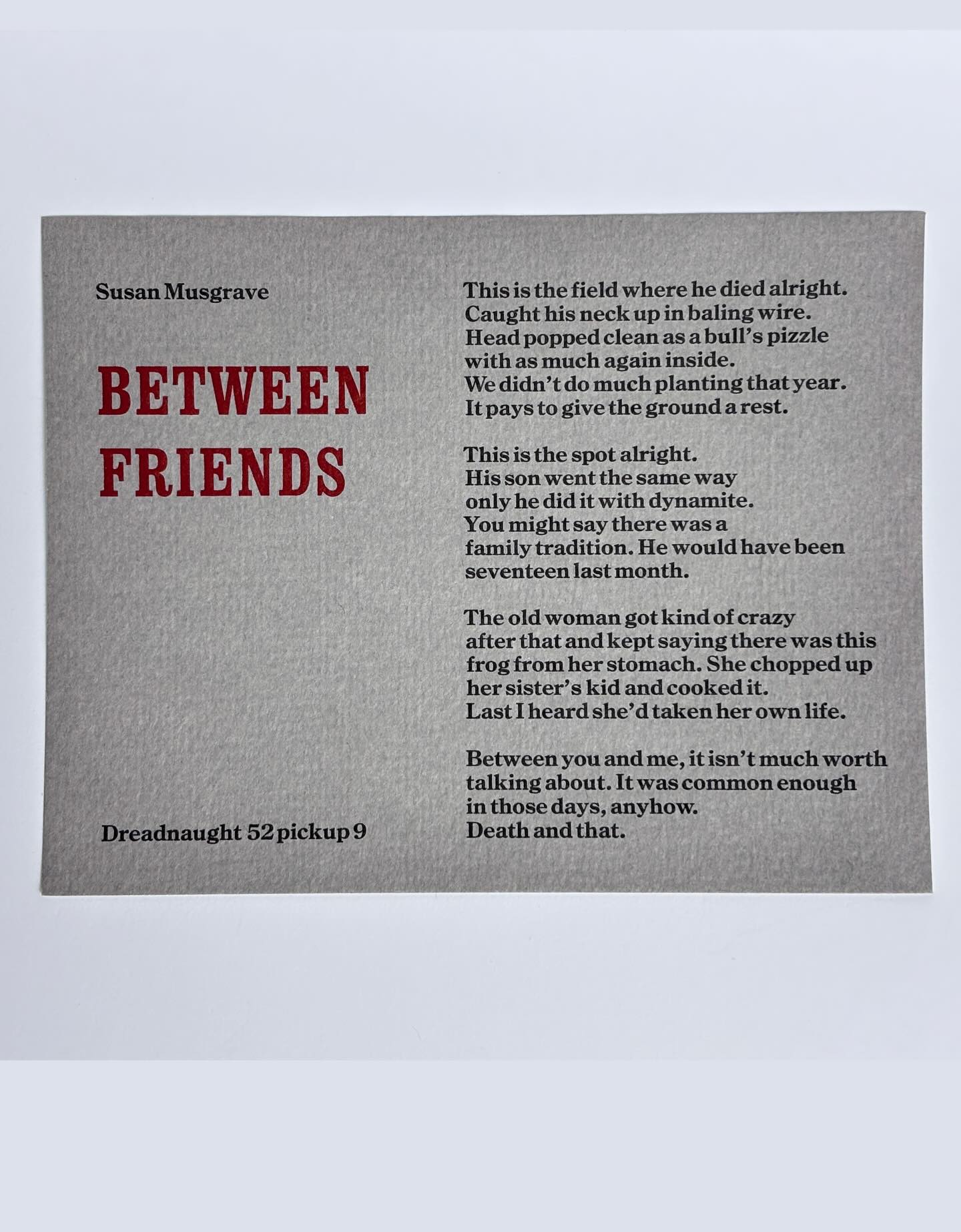 Go check out our first poetry spotlight over on Patreon! Feel free to share your thoughts on the poem in the comments
This is one of many broadsides you may receive with a subscription to our 52 Pickup 76 Monthly Mail Club! Link in bio â¤ď¸