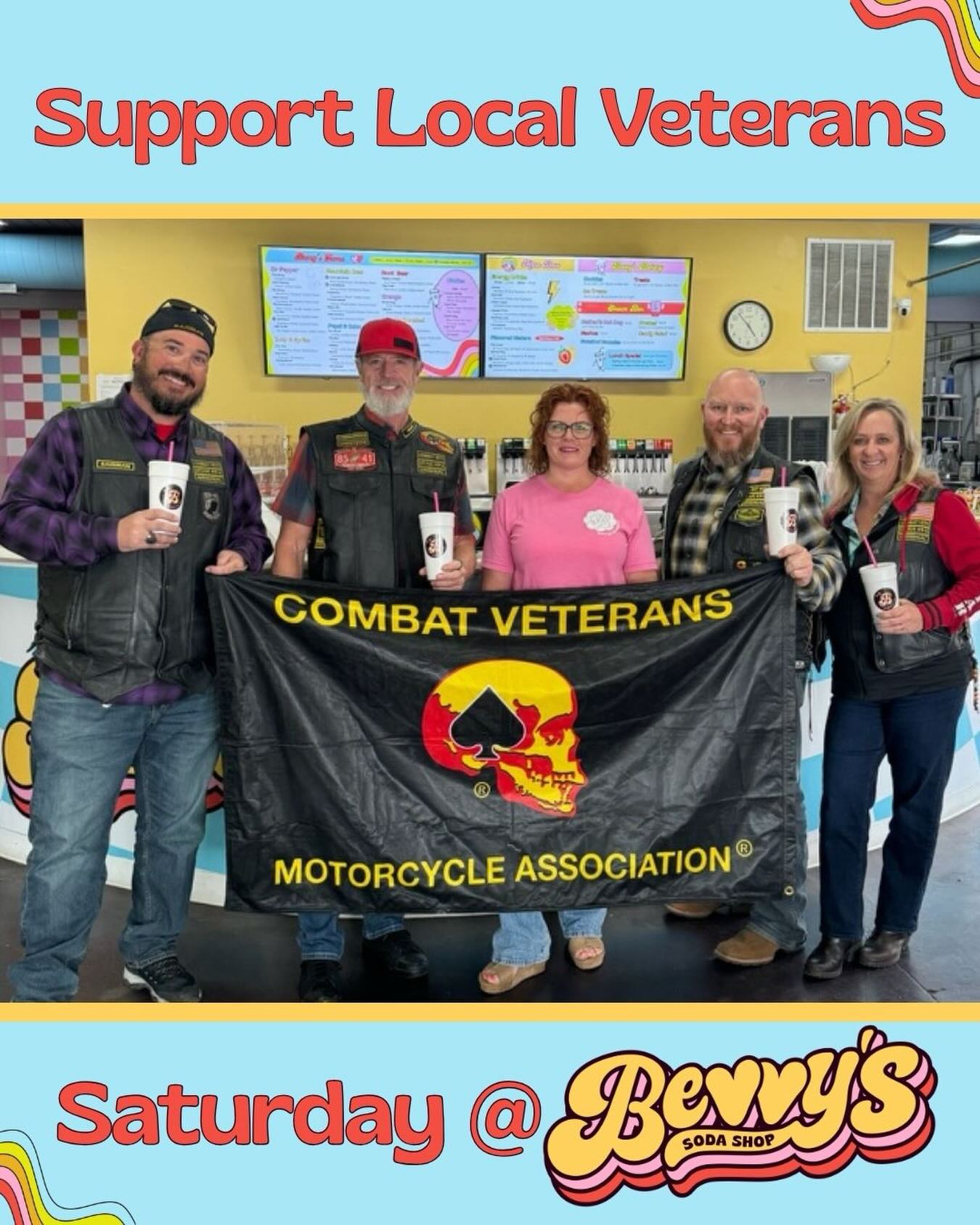 🇺🇸 This Saturday, we’re teaming up with the local chapter of Combat Veterans Motorcycle Association (CVMA) right here in our community.
These guys show don’t just ride—they show up to support other vets in meaningful ways.
📍 Stop by Saturday morning at 10am to meet the crew, see their bikes, and learn how you can support their efforts.
And starting Saturday:
💥Donations to local CVMA = 15% off your Bevvy’s Order
From 4/11-4/18
Let’s show up for the people who’ve shown up for others. 🇺🇸