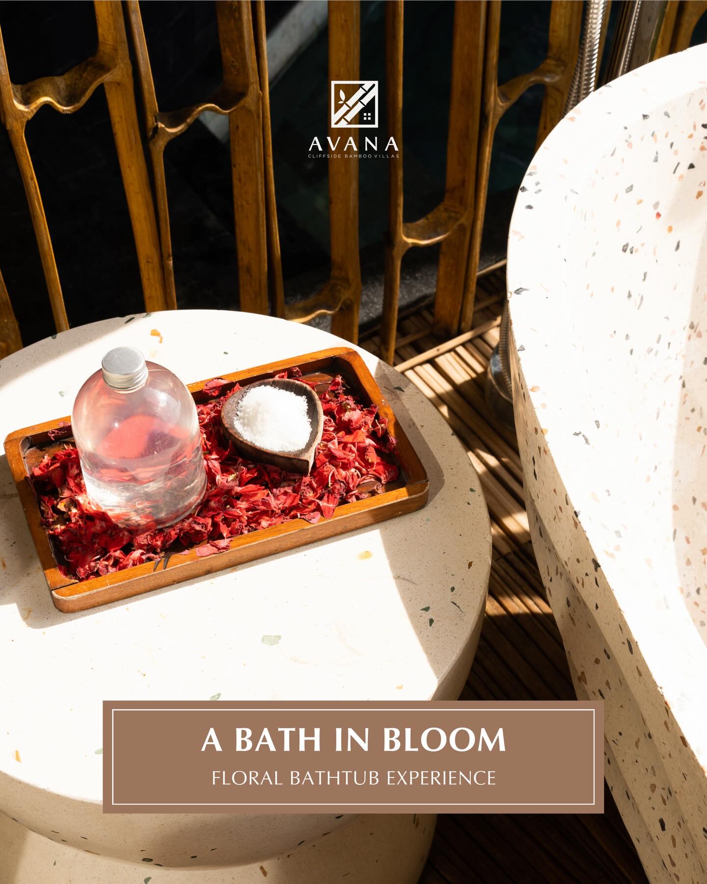 Indulge in the serene a bath in bloom floral bathtub experience at Avana Cliffside Barilles. Book your moment of bliss now and immerse yourself in the natural beauty! 🌸🛁✨