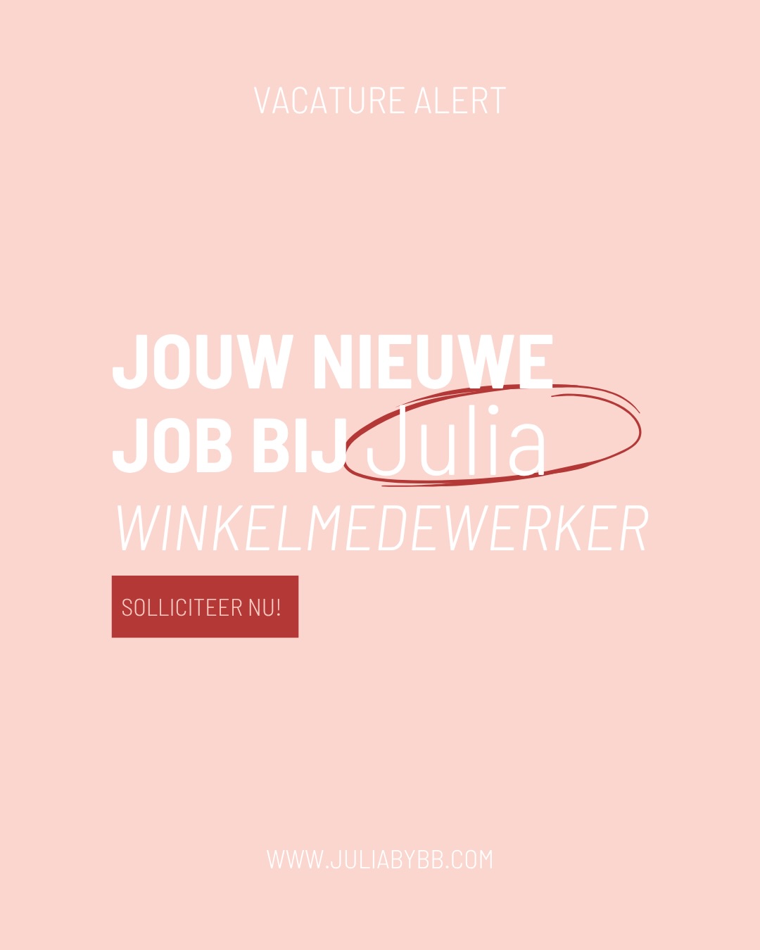 We’re looking for you! 👀 swipe en lees onze nieuwe vacature!
Solliciteren kan via mail naar info@juliabybb.com
#juliabybb #juliaturnhout #vacature #winkelverkoopster #solliciteren