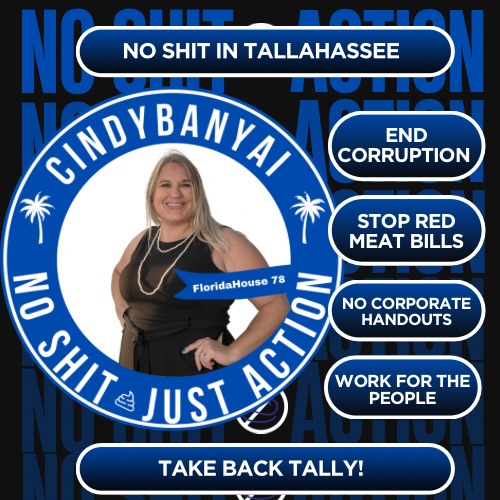 I’m the no shit candidate! What does that mean? Well, I’ll tell ya! First up, No Shit from Tallahassee. That means no more stupid culture wars, red meat bills, and creating problems to solve them and look like a hero. No more corporate handouts and crony politics. No more corruption. I’m putting people fist, like it’s supposed to be. #noshit #takebacktally #hd78 #fortmyers #election2026