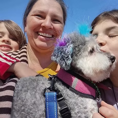 Meet Katie
Katie has been grooming with us since 2009, when the business was first purchased. She works with all breeds and delivers consistent, high-quality results. She has a gentle, calm approach that helps dogs feel at ease during their groom. Many clients request her and book well in advance because they trust her work. At home, Katie stays busy with her two children, two dogs, a guinea pig, and chickens.