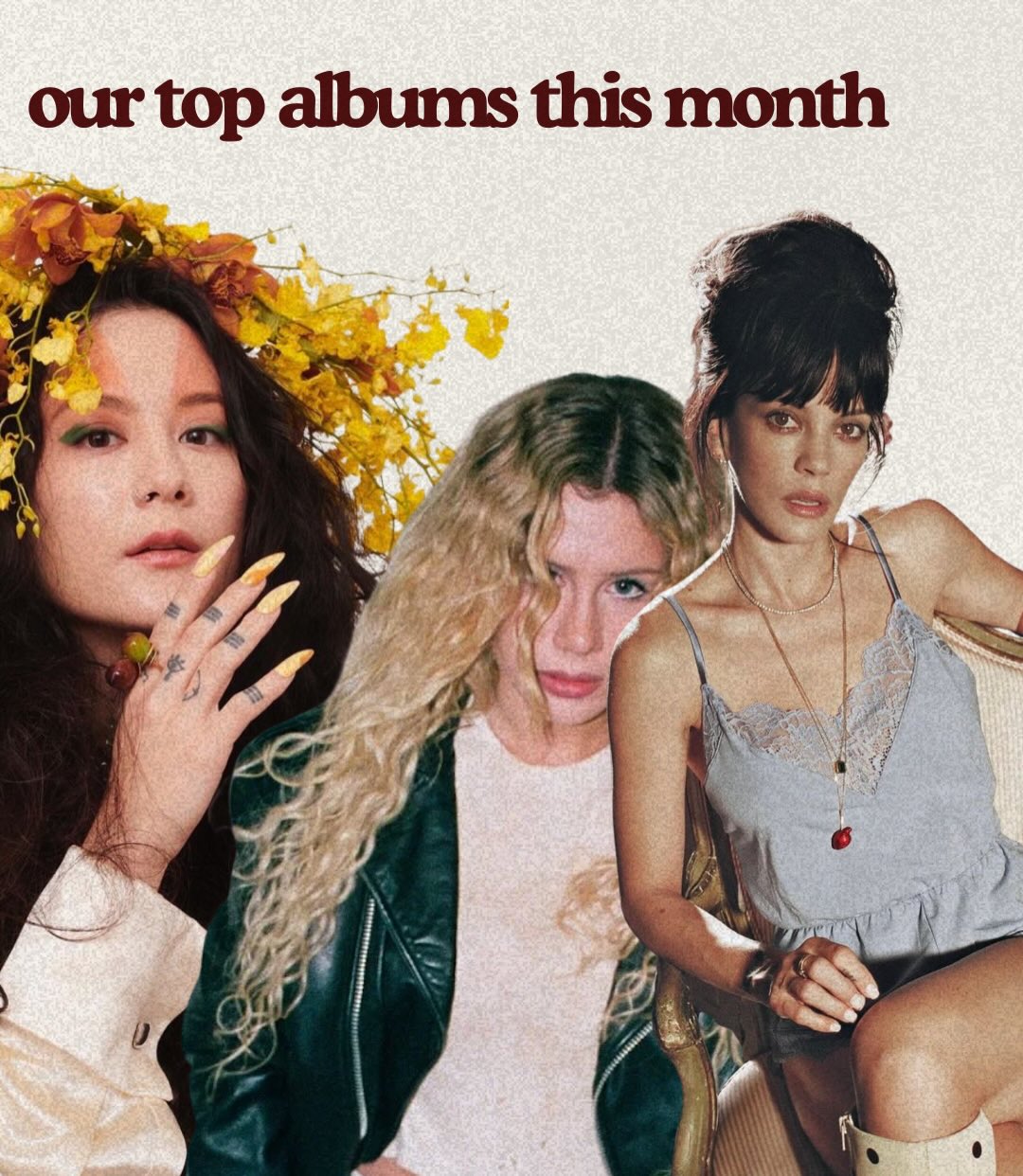 our editors put together a list of their favorite records this month—both new and past releases
swipe and see soon of our favorites and consider giving them a listen
WOR$T GIRL IN AMERICA- @slayyyter
Choke Enough- @oklou_
WHAT A GIRL WANTS- @mckaylatwiggs
Kiss All The Time, Disco Occasionally- @harrystyles
West End Girl- @lilyallen
Jubilee- @jbrekkie breakfast
Sun Child- @jacecameronn
MUTT- @leonthomas
#collegradio #music #explore #pop #artist