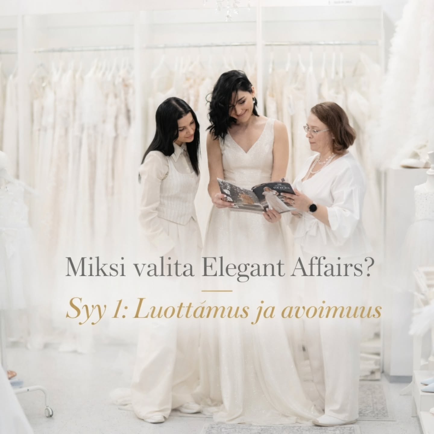 Miksi valita 𝐄𝐥𝐞𝐠𝐚𝐧𝐭 𝐀𝐟𝐟𝐚𝐢𝐫𝐬 ?
Syy 1: Luottamus ja avoimuus
Me uskomme, että morsian ansaitsee luottamusta.
Siksi meillä saa ottaa kuvia ja videoita sovituksen aikana 📸
Päätös syntyy rauhassa — ei rajoituksista.
👉 Varaa sovitusaika (linkki biossa)
#hääpukuhelsinki #häämekko #hääpuku #morsian #häämuoti
