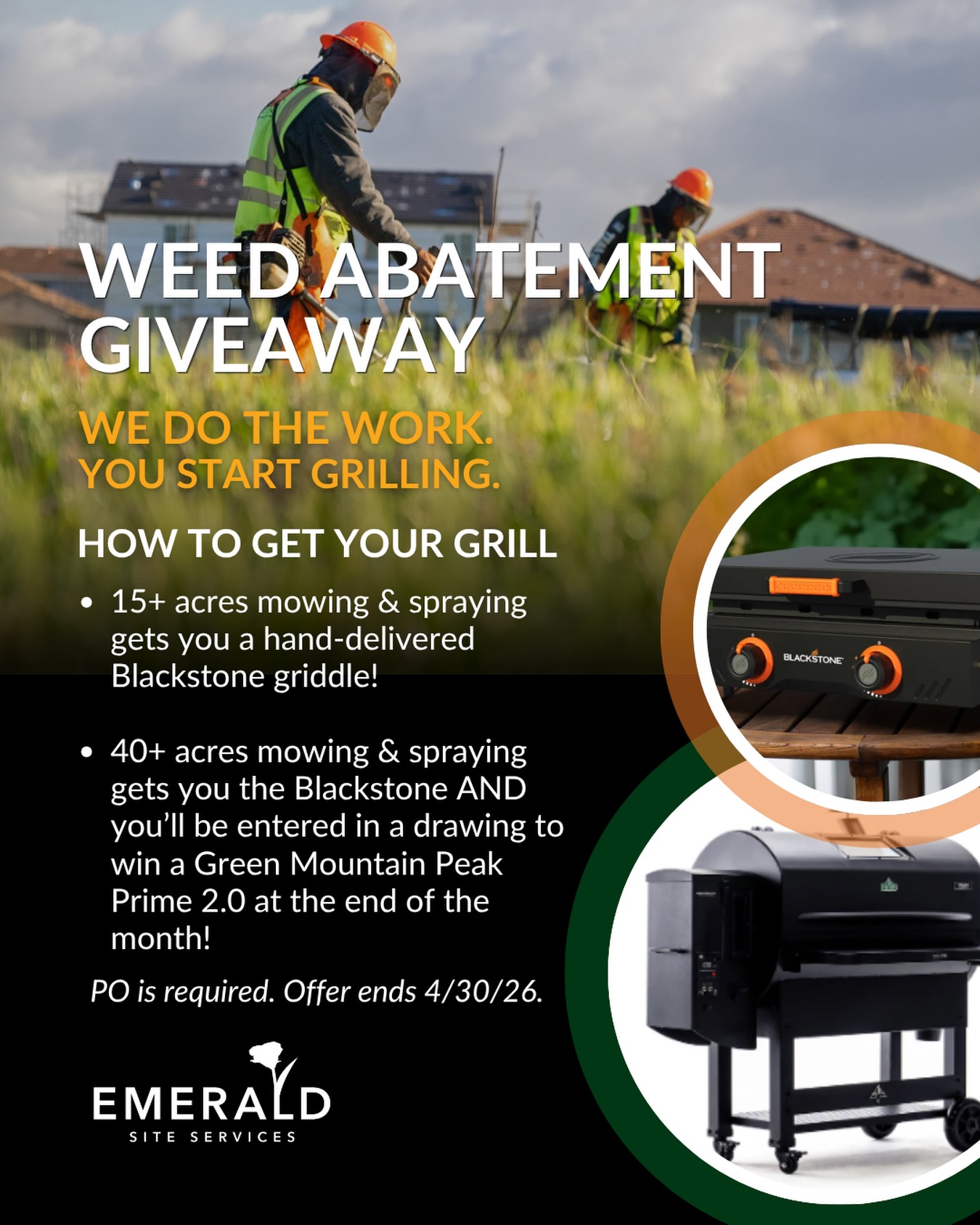 🔥 Giveaway Time! 🔥
Book with us this month for your weed abatement needs and score more than just a clean property…
🌱 15 acres = receive a FREE Blackstone Griddle
🌱 40+ acres = get entered to WIN a Green Mountain Peak Prime 2.0 Pellet Grill
Spots are filling fast, get on the schedule today!
#weedabatement #mowing #californiacompliant #environmentalcompliance #firecompliance