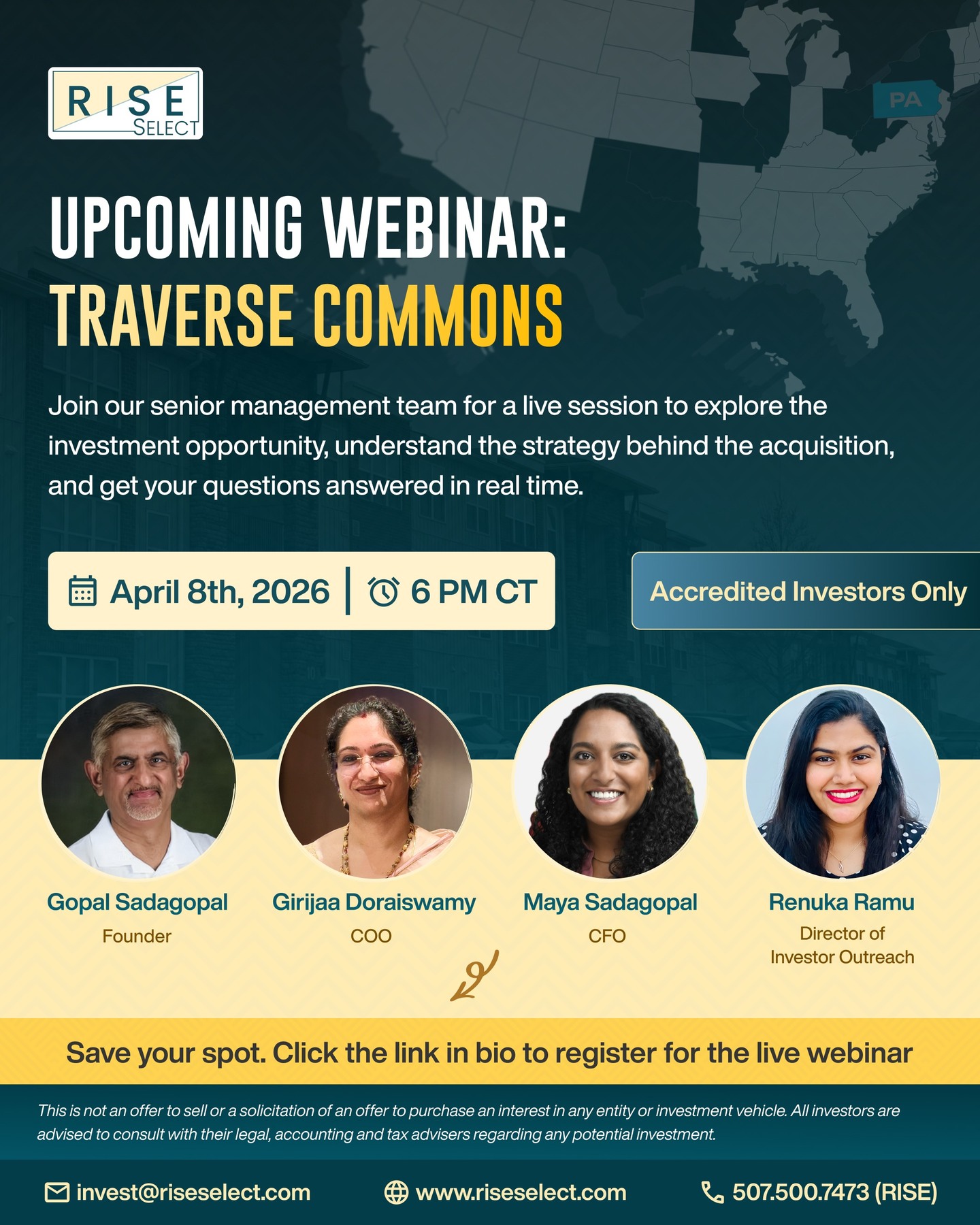 We have rescheduled our upcoming webinar originally scheduled for this evening to Thursday, April 9 at 6 PM CT/7 PM ET.
If you’re unable to attend, please reach out and we’ll share the recording. New attendees are welcome to register as well.
Secure your spot by applying through the link in our bio.
We look forward to connecting with you!
#realestateinvesting #passiveincome #studenthousing #investmentopportunity #wealthbuilding #investwithrise #riseselect