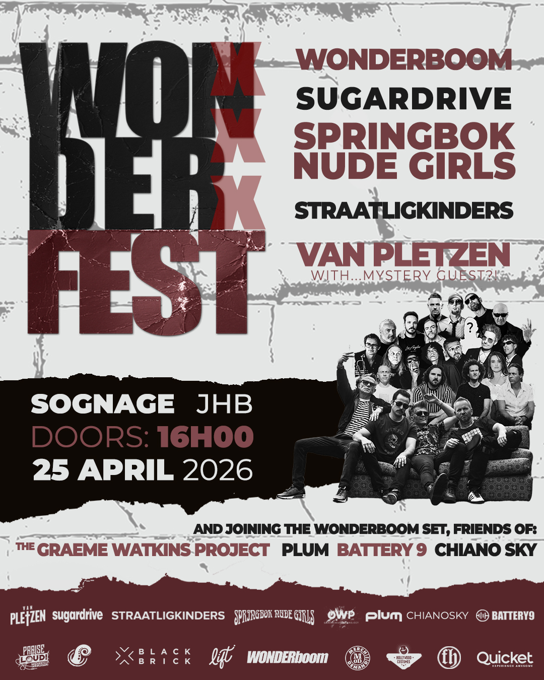 We are getting so stoked for WONDERfest brought to you by @praisetheloudmusic on 25 April! A massive amount of cool bands to check out including @wonderboomband @sugardrive_band @sng_band_official @straatligkindersza @vanpletz among many others!
Get your tickets: https://www.quicket.co.za/events/359715-wonderfest-30-years-of-wonderboom/#/
🤘🐙🖤