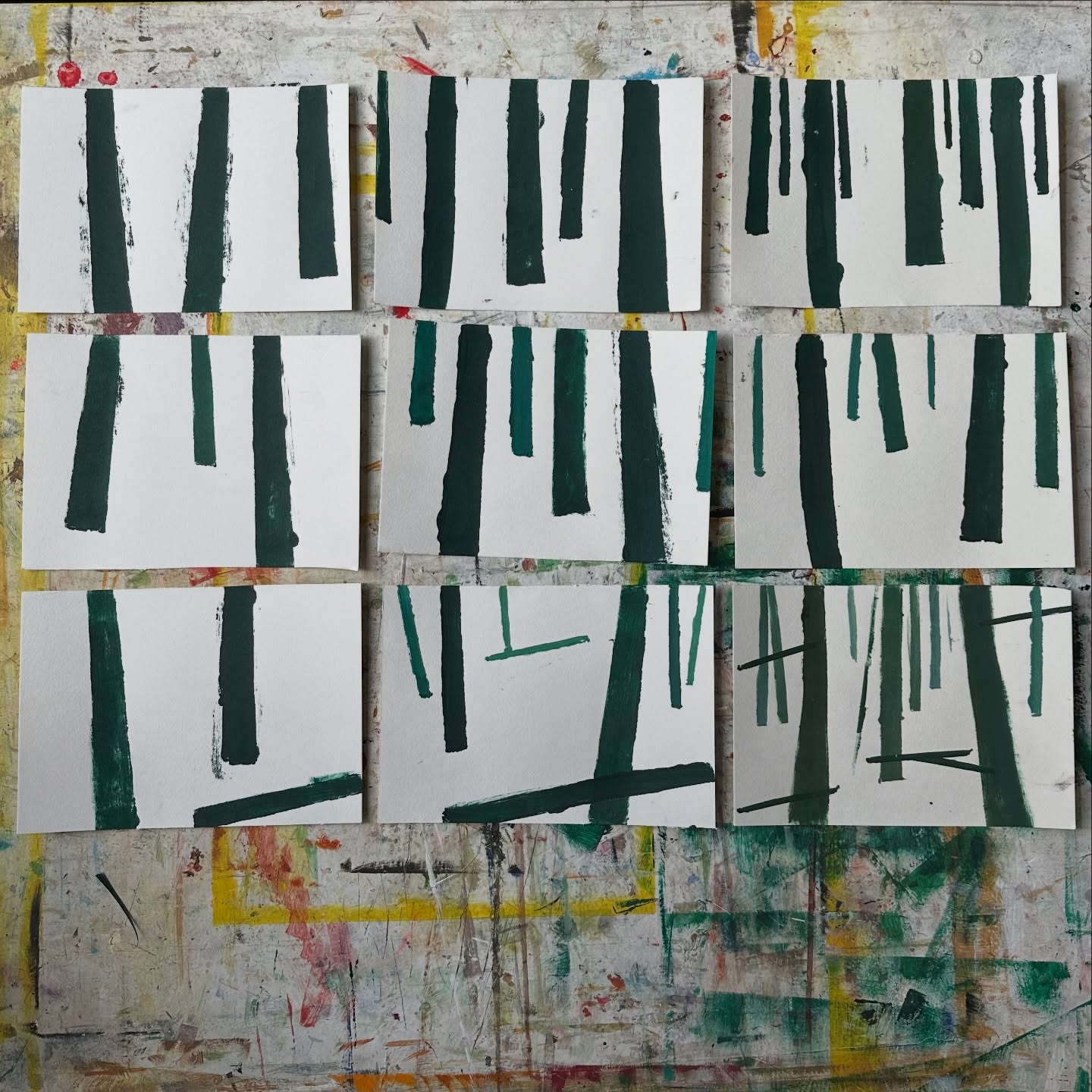 Continuing my tree studies @academiearendonk. Looking for rhythm and abstraction. #treestudies #forestseries #experimentingwithart #contemporaryart #landscapeartist