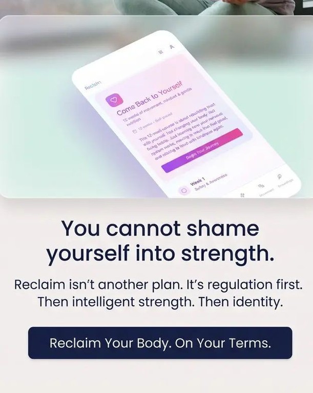 This isn’t another toxic wellness app telling you to wake up at 5am and optimise your life.
Reclaim is about slowing down.
Inside the app:
• Nervous system grounding tools
• Guided journaling
• Gentle movement suggestions
• A space to reflect and reset
Because sometimes the most powerful thing you can do is pause.
#wellnesswithoutpressure #mentalhealthtools #mindbodyconnection #selfcareapp #reclaim #selflove #bodypositivity #selfgrowth #womenshealth #wellness