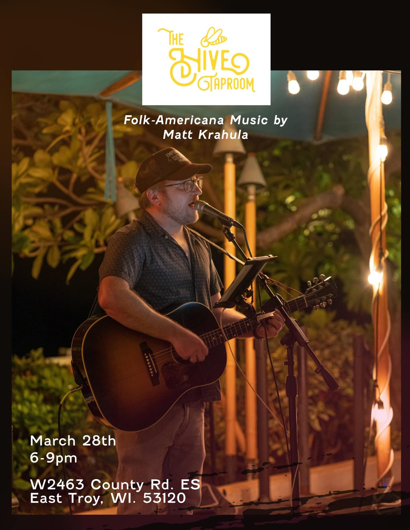 Excited to be making my debut this Saturday 3/28 from 6-9pm at The Hive Taproom! Come enjoy some locally crafted meads & music.
#easttroywisconsin #livemusic #supportlocal #folkrock #singersongwriter