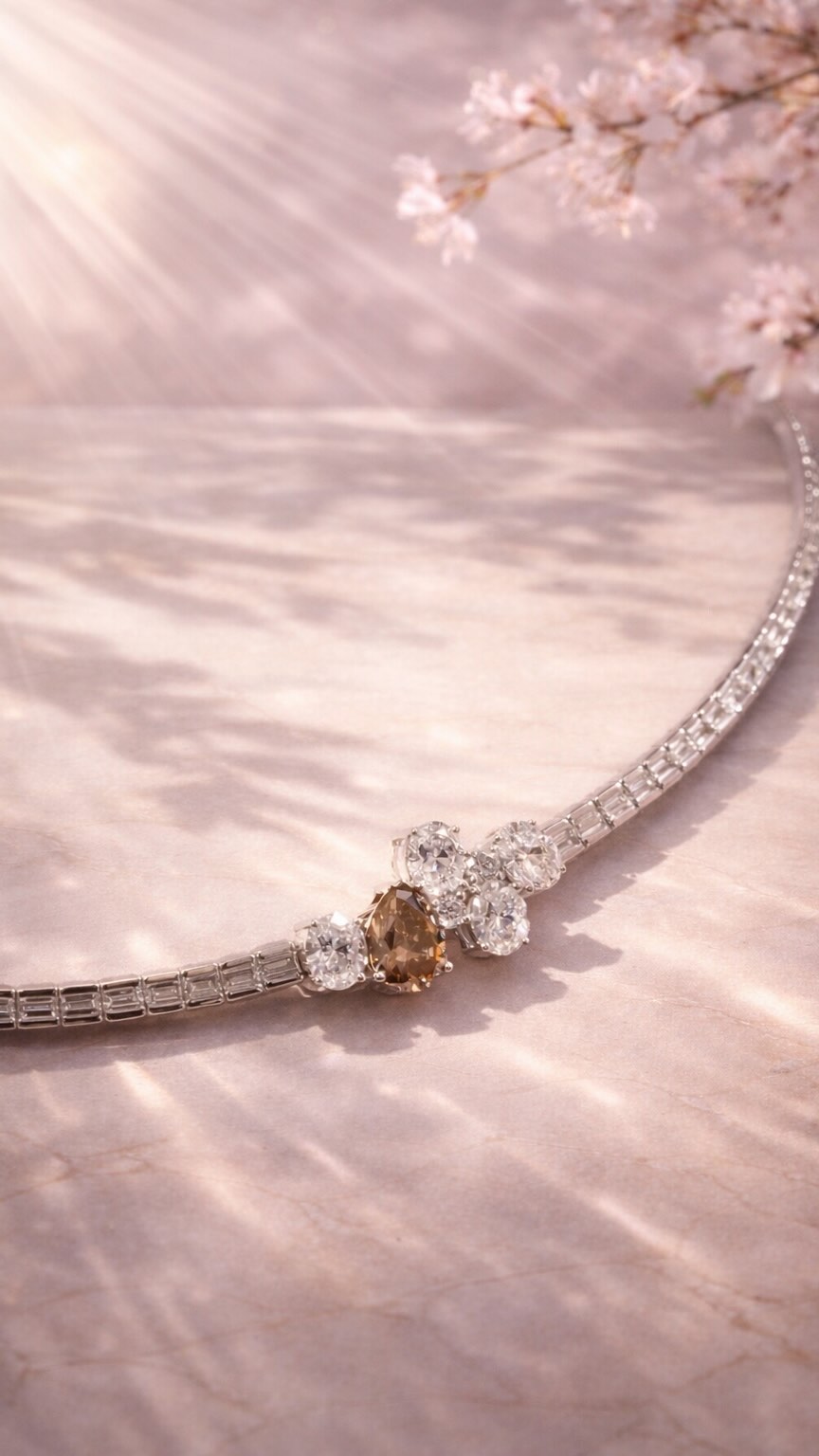 A delicate dance of diamonds and warm champagne hues, glowing in every ray of light...
#SpringJewelry #DiamondNecklace #ChampagneDiamond #FineJewelry #LuxuryJewelry