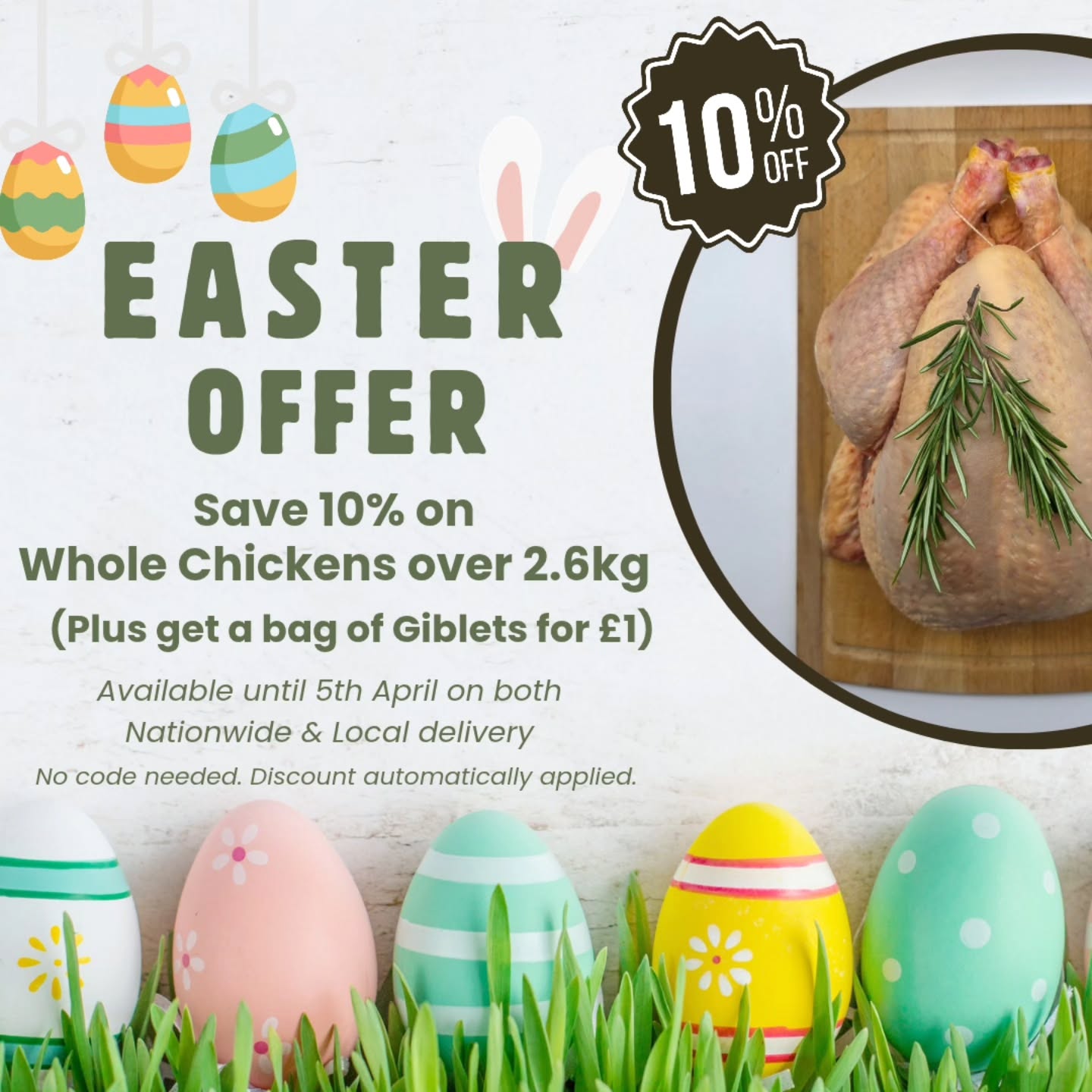 ๐ฃ๐ฐ Easter is just around the corner! And if youโre planning something special for that Sunday roast, we've got you covered.
Our pasture raised, organically supplemented whole chickens are slow-grown for depth of flavour - juicy, tender, and naturally rich from a life spent roaming on real grass ๐ฟ
โญ๏ธ Enjoy 10% off whole chickens over 2.6kg, plus grab a bag of Giblets for just ยฃ1! Perfect for that extra delicious gravy! โญ๏ธ
โ ๏ธ Limited stock available!
โน๏ธ Only available until 5th April 2026
๐ฆ Available on nationwide delivery and local deliveries to PE postcodes.
๐ Discount applied automatically at checkout
Shop now:
๐ www.castorspastures.co.uk
#pastureraisedchicken #pastureraisedpoultry #easterchicken #organicfooduk #organiceating