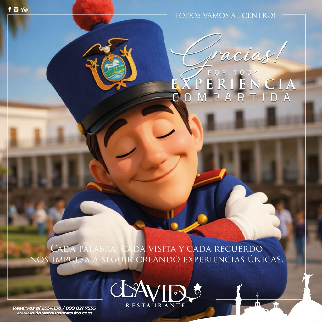 Gracias a quienes nos eligen,
a quienes se toman el tiempo de disfrutar,
de compartir, de volver.
Cada visita, cada palabra y cada experiencia
nos recuerdan por qué hacemos lo que hacemos.
La Vid Restaurante no sería lo mismo sin ustedes.
#LaVidRestaurante #Gracias #ExperienciasQueQuedan #CentroHistoricoQuito #GastronomiaEcuatoriana