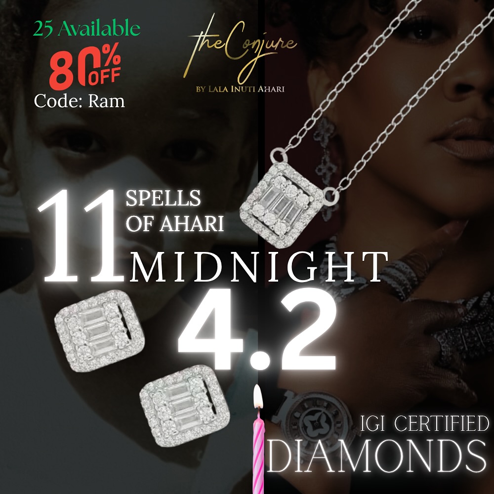 Yep…25 CRAZY LUCKY PEOPLE WILL GET THESE AT 80% OFF AT MIDNIGHT. The energy I put in my own diamonds is 🔥 Now I’m putting 11 of my favorite spells in these BEAUTIFUL 2 carat, VVS1, IGI Certified Diamond pieces. Welcome to a Mad Scientist Birthday Party! 🔥 TheConjure.com Use code:Ram