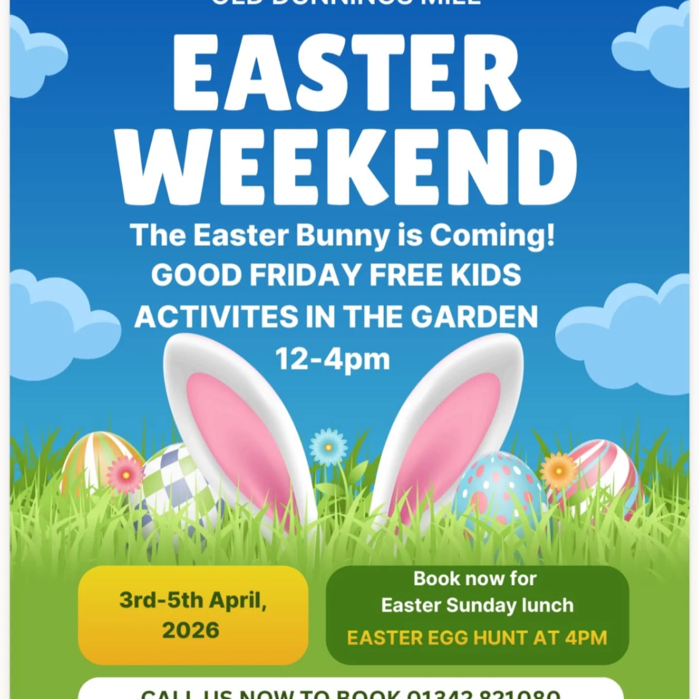 Join us this weekend . Lots of fun, lots of great food on offer, including roast Lamb on Sunday.
Book your table now 01342 821080 . Happy Easter 🐰