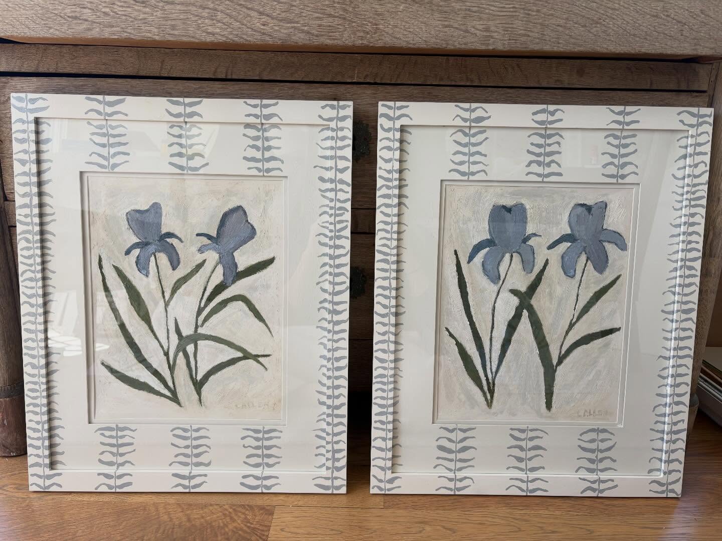 Iris You Well I and II
Pair of Hand Painted Frames and Mat with Original Oil Painting
Overall dimensions 18" x 22"
DM for pricing