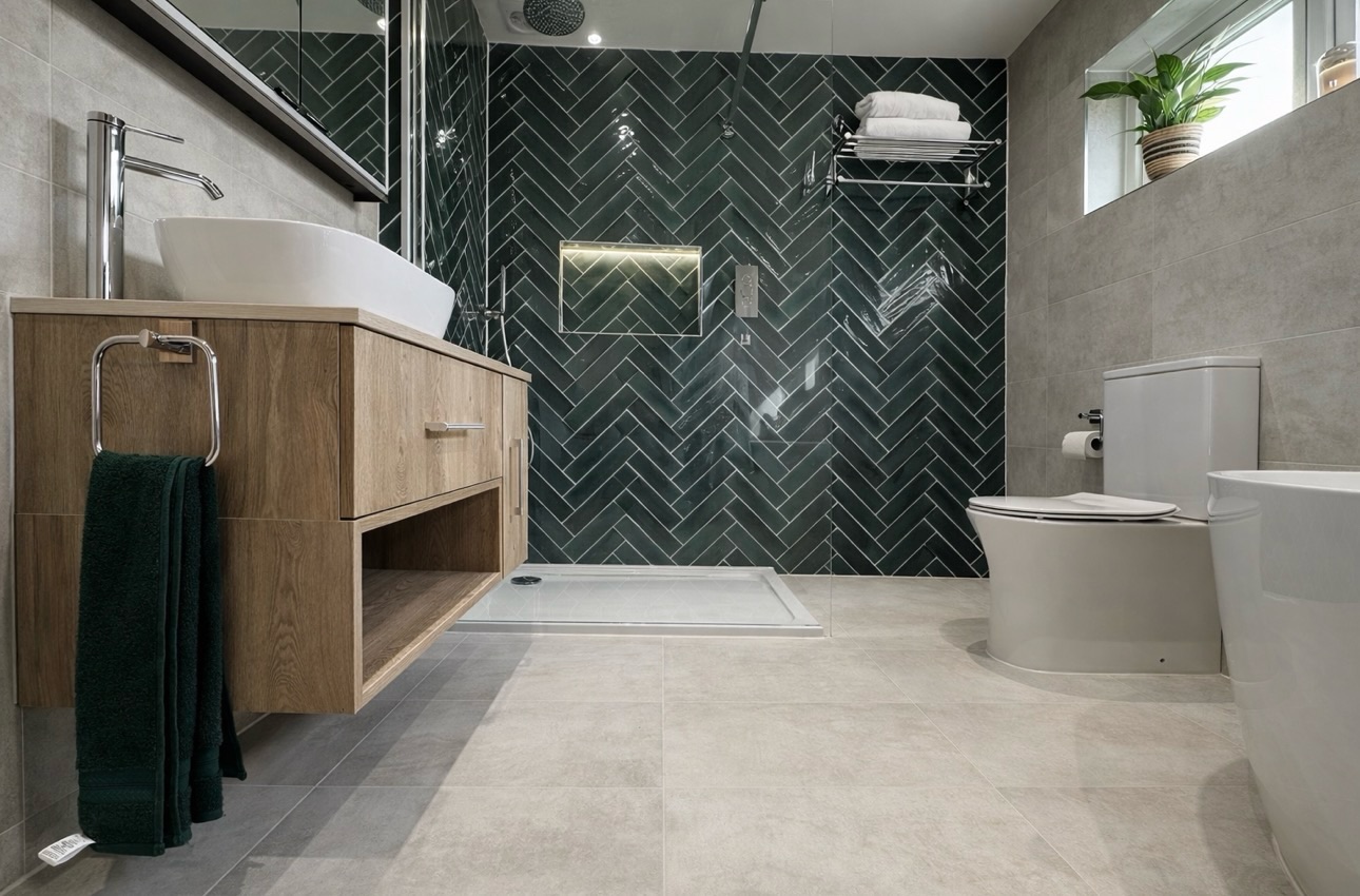 A clean, contemporary bathroom designed as part of a wider home renovation.
The layout was kept simple and functional, with material choices focused on durability, balance, and everyday use. The herringbone feature tiling adds depth and texture without overpowering the space, while the floating vanity helps keep the room feeling open and well proportioned.
Lighting, finishes, and detailing were carefully considered to create a calm, practical space that will age well over time.
If you’re planning a renovation, extension or loft conversion, we’re always happy to talk through ideas and next steps.
📍 Essex
📞 07734 256314
🌐 www.ecobuilders.green
#EcoBuilders #HomeRenovation #BathroomDesign #InteriorDetails #EssexBuilders