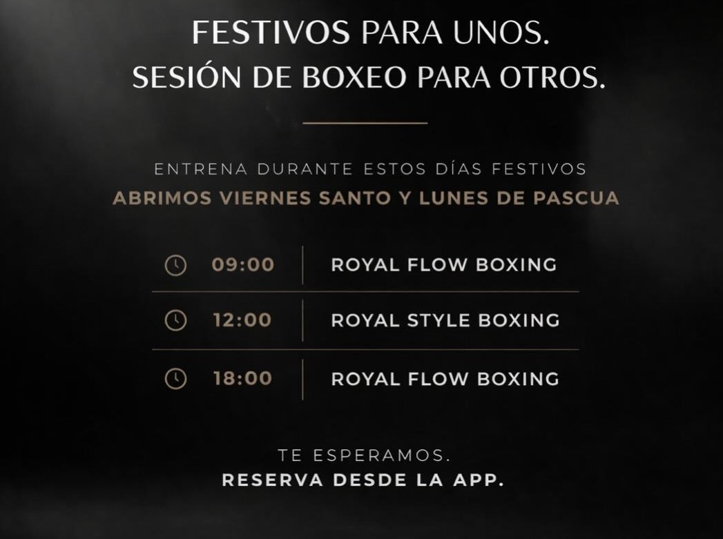 Festivos para unos. Disciplina para otros.
Mientras la ciudad se detiene, nosotros seguimos en movimiento.
Porque el verdadero progreso no entiende de calendarios,
entiende de constancia.
Este Viernes Santo y Lunes de Pascua abrimos nuestras puertas
para quienes eligen avanzar, incluso cuando otros descansan.
Flow. Técnica. Estilo.
Eso es lo que se entrena aquí.
Te esperamos en el club.
Reserva desde la app.
#RoyalBoxingClub
#BoxingBarcelona
#BarcelonaFitness
#boxeobarcelona