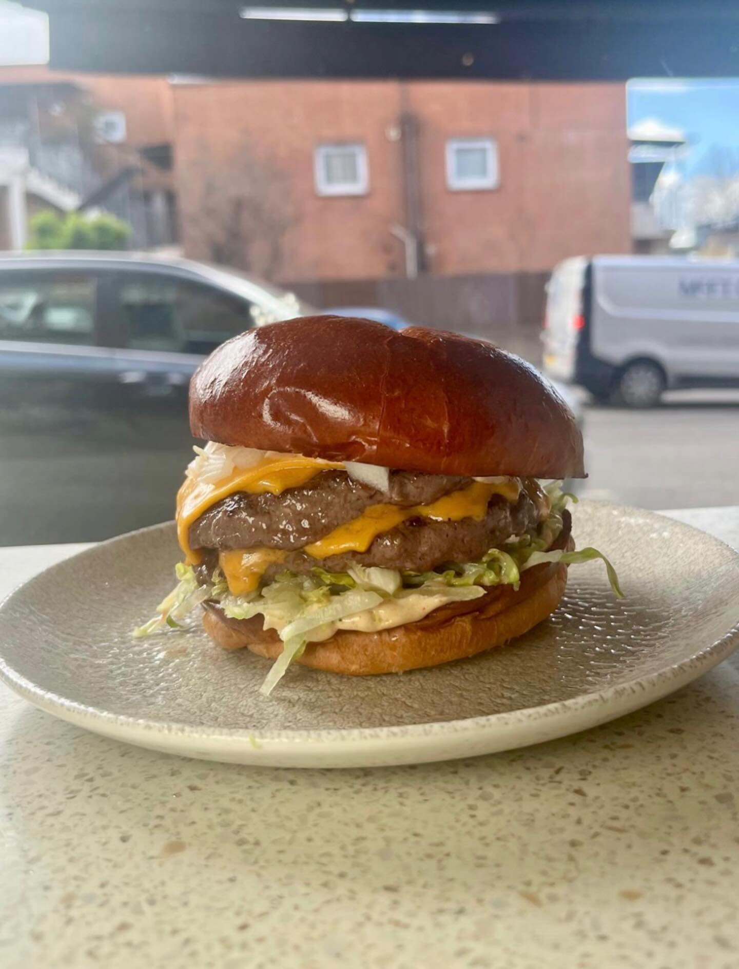 Squeal. Double cheeseburger on for lunch.