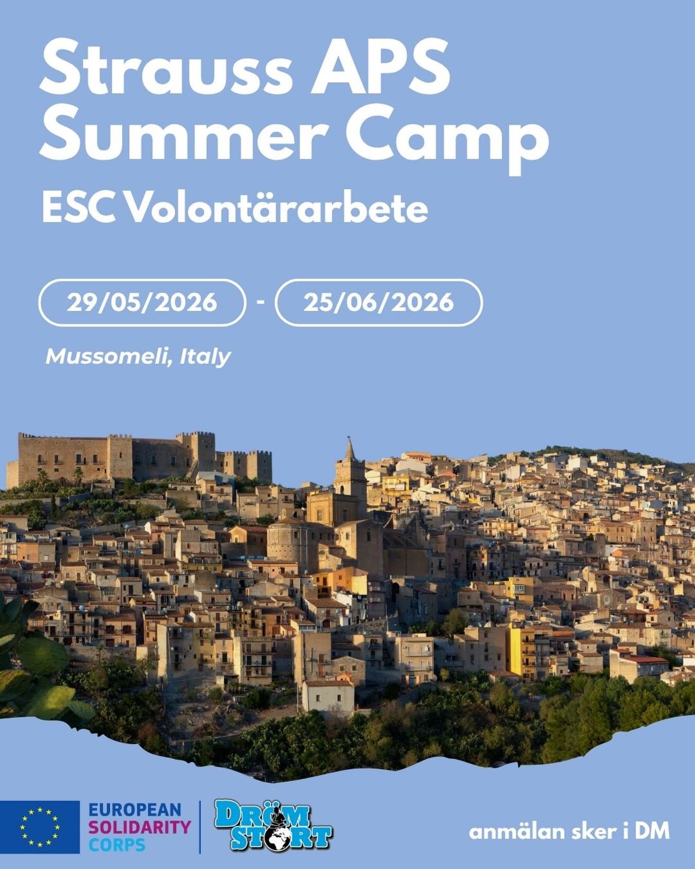 🌍 Spendera sommaren utomlands – gör något meningsfullt
Vi söker deltagare till ett ESC-volontärprojekt i Italien 🇮🇹
📍 Mussomeli
📅 29 maj – 25 juni 2026
Du är med och planerar och genomför ett sommarläger för barn och unga tillsammans med ett internationellt team.
🎒 Detta ingår:
✔️ Boende
✔️ Mat + fickpengar
✔️ Resebidrag
✔️ Försäkring
✔️ Youthpass-certifikat
👀 Krav:
• 18–30 år
• Motiverad & ansvarstagande
• Intresse för att arbeta med unga
❗️Ingen tidigare erfarenhet krävs
📩 Intresserad?
Läs igenom all info först och skicka sedan ett DM med:
– Kort presentation om dig själv
– Varför du vill delta
Vi svarar endast på meddelanden som innehåller detta.
Går även bra att komma på anmälda besök hos oss så hjälper vi dig!