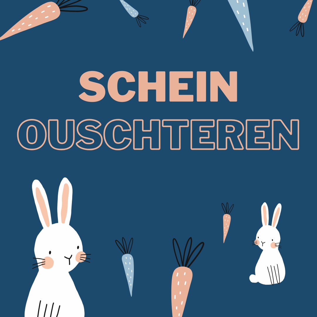 🐣 Schéin Ouschteren | Joyeuses Pâques 🌸
Mir wënschen Iech an äre Léifsten schéin Ouschteren🕊️
Mir sinn ab en Dënschden nees fir Iech do 💙
Nous vous souhaitons, à vous et à vos proches, de joyeuses Pâques 🌼 Nous sommes de retour pour vous dès mardi 💙