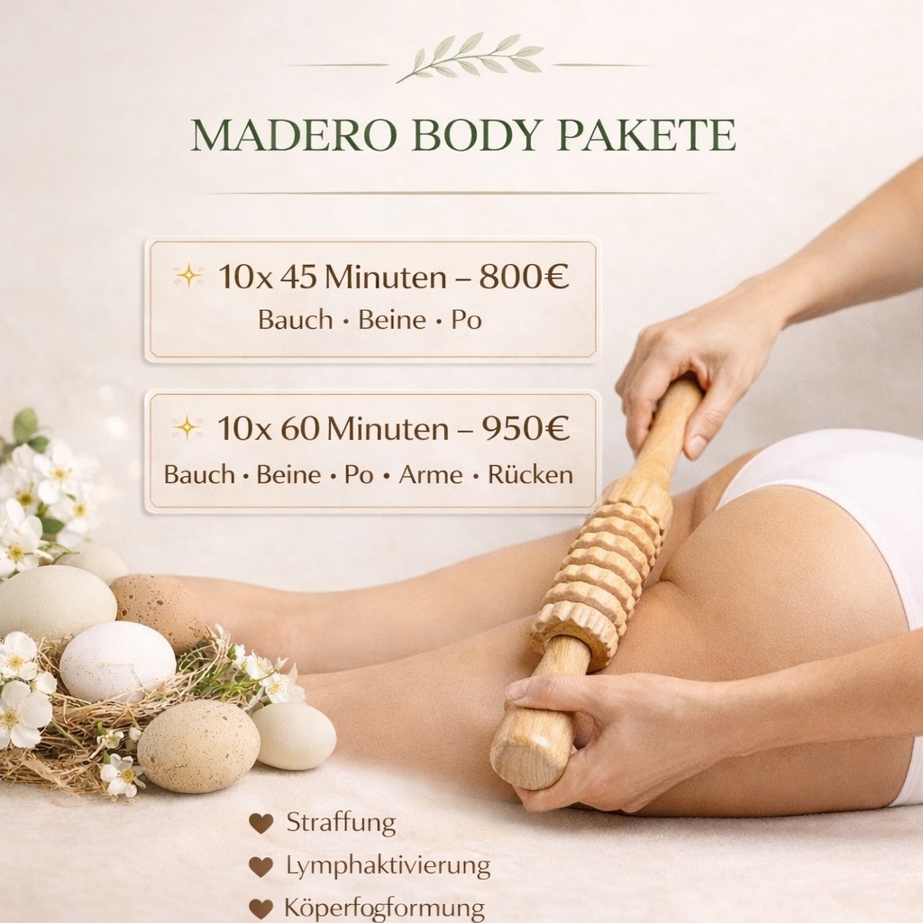 🌿 MADERO THERAPIE
Dein Körper speichert mehr als du denkst.
Mit der Madero Therapie aktivierst du dein Lymphsystem, formst deinen Körper und bringst deine Energie wieder in Balance ✨
✨ Straffung
✨ Lymphaktivierung
✨ Sichtbare Körperformung
Diese Behandlung geht tiefer als nur Oberfläche.
Sie unterstützt deinen Körper dabei, überschüssige Flüssigkeit und Ablagerungen abzutransportieren und deine natürliche Form zu definieren.
Für alle, die nicht nur etwas verändern wollen
sondern sich wirklich spüren möchten 🤎
⸻
💌 Bei Interesse schreibe mir eine DM
oder direkt per WhatsApp ✨
#madero #lipödem #wassereinlagerungen 🤍