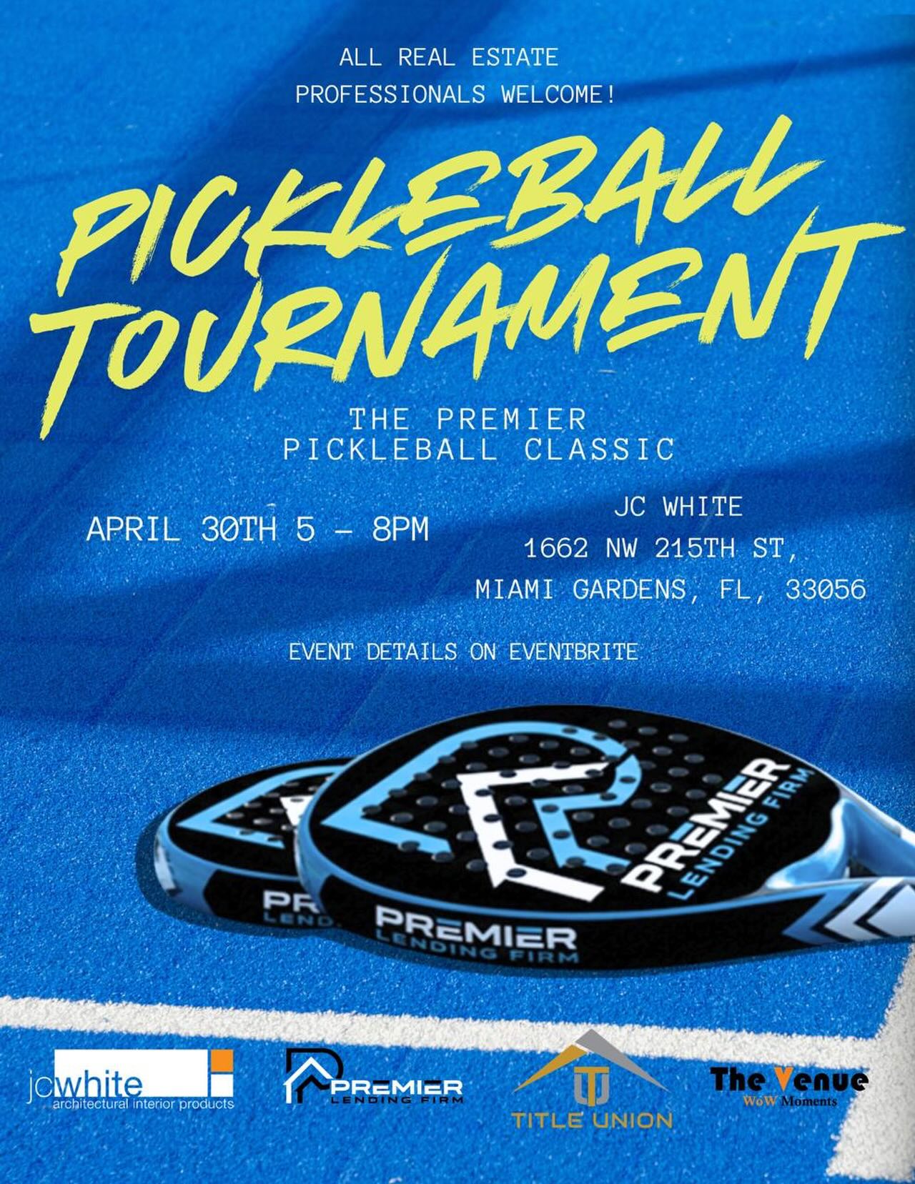All Real Estate professionals welcome!! 🏡
Join us for The Premier Pickleball Classic, Premier Lending’s first pickleball tournament, come to play, mingle and network. 🥒🏓👫
Sponsored by @titleunion @thevenue_wow Hosted by @_jcwhite_
RSVP link in bio
📍 1662 NW 215th St, Miami Gardens Fl,33056
📅 Thursday, April 30th 2026
⏰ 5pm -8pm
📸 @premiermarketingfirm #pickleball #networking #premierlending #funtimes #realestateprofessionals