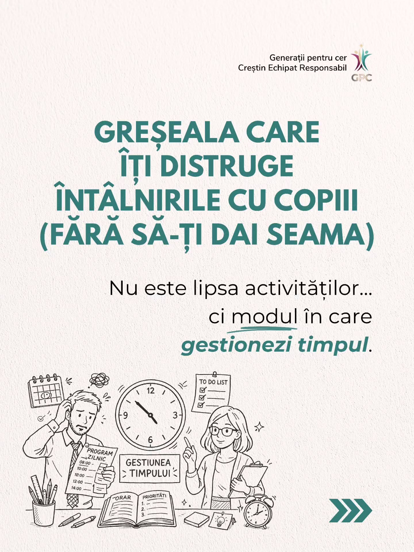 O întâlnire reușită nu înseamnă mai mult, ci mai bine organizat.
În acest carusel vei găsi sfaturi practice care te vor ajuta să:
✔️ planifici eficient
✔️ menții atenția copiilor
✔️ creezi un ritm natural și plăcut
Pentru că atunci când timpul este bine folosit, conexiunea devine reală.
Scrie în comentarii: care este cea mai mare provocare a ta când organizezi activități pentru copii?