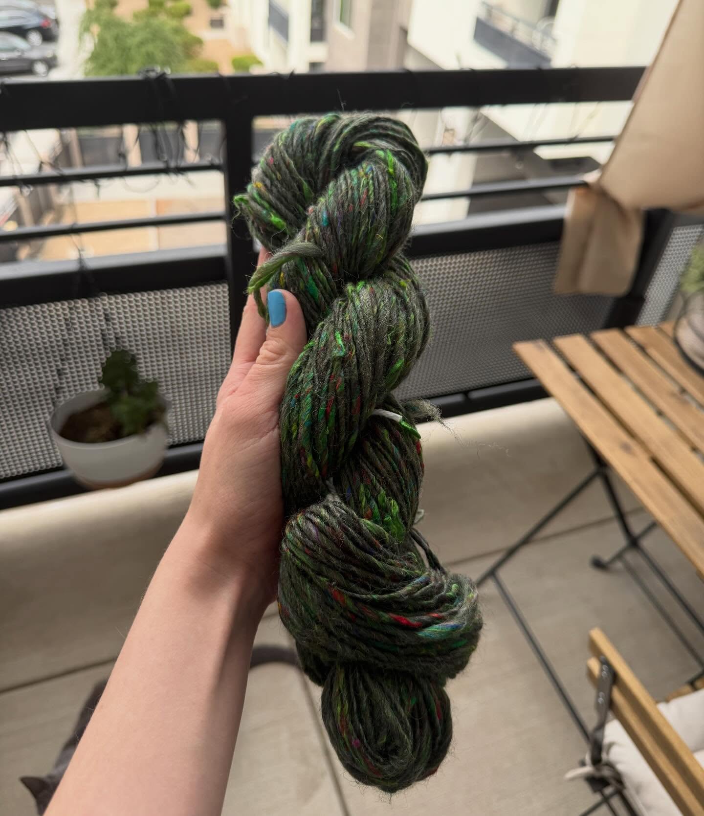 Fresh off the wheel! Recycled wool and Sari Silk DK-ish weight single. Can't wait to start knitting! #ashfordtraditional #handspinnersofinstagram