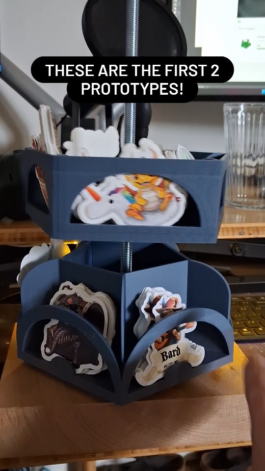 I've been working on a rotating sticker display, modeling and printing the srgments all by hand. The second (top) one works considerably better than the first one, but I'm happy to see it come together! 😁
#diy #artvendor #3dprintinglife