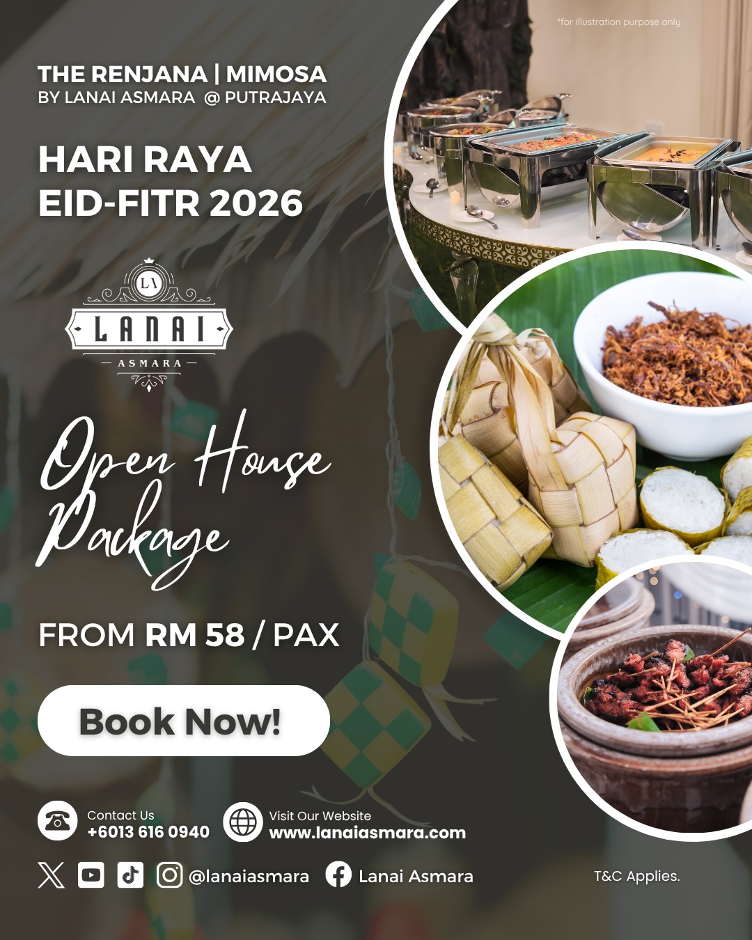 π¨ TEMPAHAN RAYA 2026 KINI DIBUKA π¨
Nak buat open house tapi tak nak pening urus semua?
Serahkan pada kami β semua kami sediakan untuk anda.
β¨ Dewan & fasiliti lengkap
β¨ Setup deco Raya
β¨ Menu penuh hidangan Raya
β¨ Crew profesional
Semua ini bermula dari hanya RM58/pax!
Sesuai untuk 100β500 pax
π The Renjana | Mimosa, Putrajaya
π Slot siang & malam TERHAD
β οΈ Tarikh peak Raya cepat FULL setiap tahun β jangan tunggu last minute.
π² WhatsApp kami sekarang untuk semak tarikh & lock slot anda
+6013 616 0940 (Hotline)
+6011 613 15318 (Shaffee)
+6011 619 79706 (Alifh)