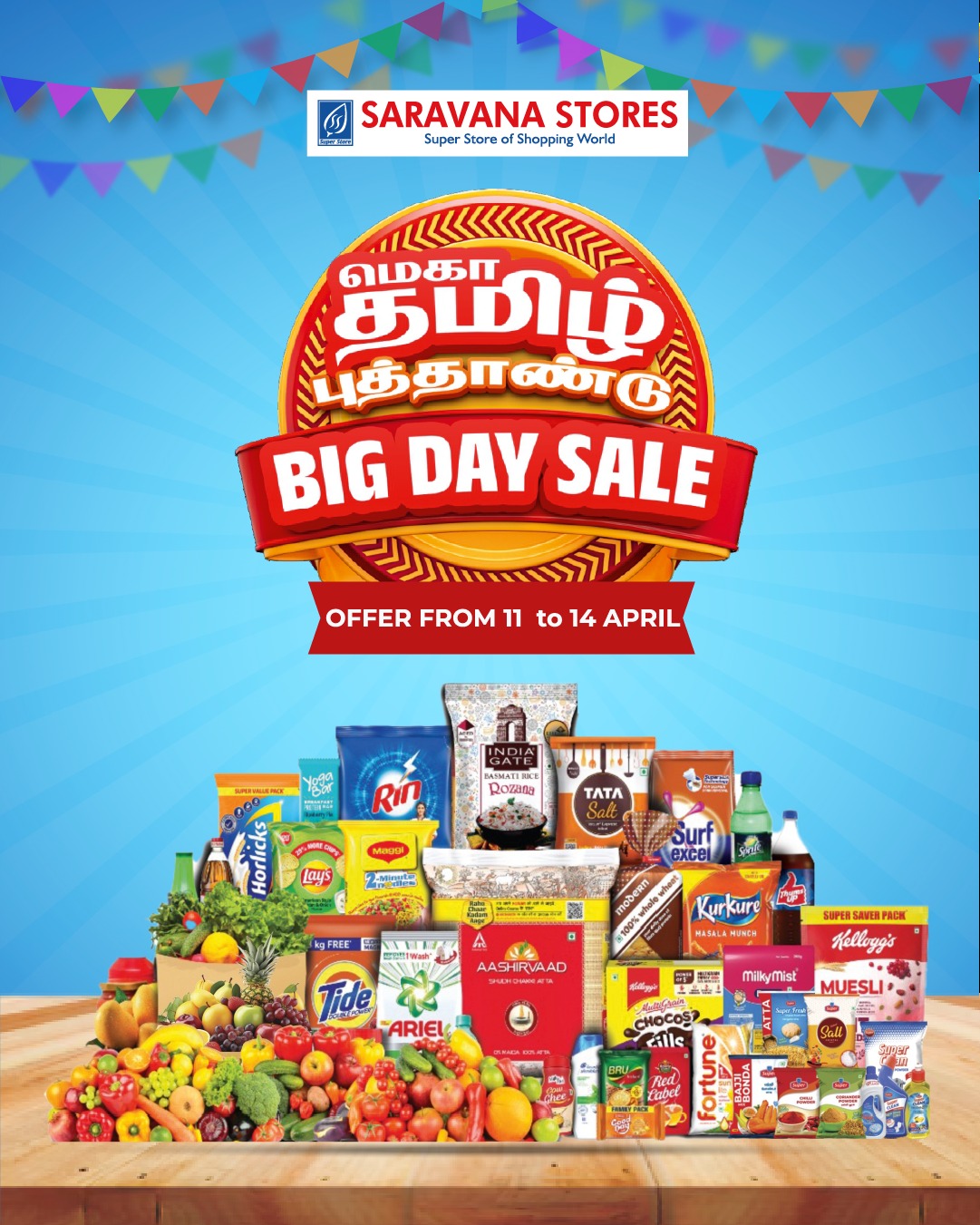 Big Day Sale is here!
Up to 50% OFF on over 1000+ products!
Visit Super Saravana Stores between April 11th and 14th.
Comment "Tamil New Year" for the full offer list!
#SuperSaravanaStores #BigDaySale #TamilNewYearSale #ShopSmart #SaveBig #OfferAlert