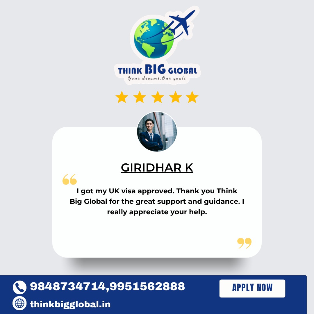 ⭐ Success speaks louder than words!
Congratulations to Giridhar K on his UK visa approval 🇬🇧✨
With the right guidance and expert support, your study abroad dream becomes reality.
That’s why students trust the best Study Abroad Consultants Vizag for a smooth and successful journey.
🎯 Let’s make your success story next!
📞 Contact us today
9848734714 | 9951562888
🌐 www.thinkbigglobal.in
#StudyAbroadConsultantsVizag #UKVisaApproved #StudentSuccess #ThinkBigGlobal #StudyAbroadJourney #VisaSuccess #VizagStudents #GlobalEducation