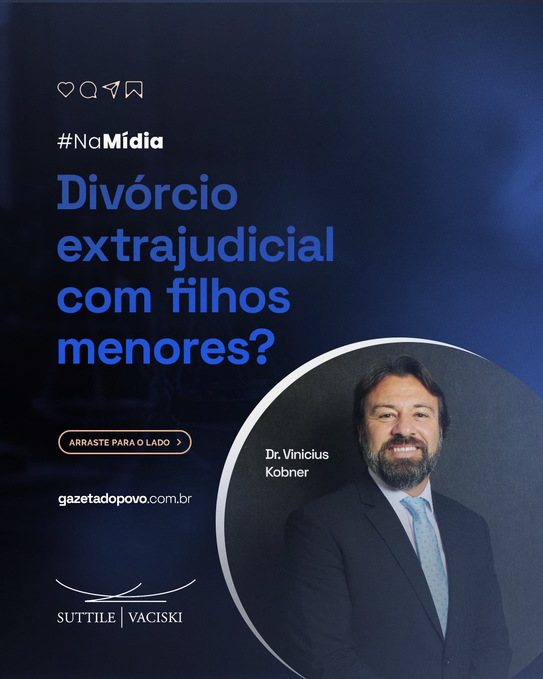 Divórcio em cartório com filhos: agora é possível?
Nosso especialista, Dr. Vinícius Kobner, explicou o que mudou e quais são os requisitos em entrevista para a Gazeta do Povo.
👉 Leia a matéria completa:
https://www.gazetadopovo.com.br/gpbc/direito-e-justica/suttile-e-vaciski/divorcio-extrajudicial-com-filhos-87/
#divorcio #separacao #familia #relacionamento #direito #advogado #suttilevaciski