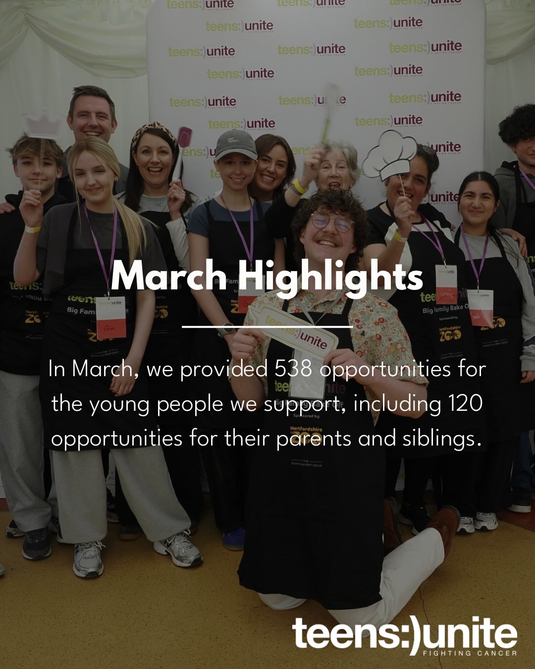 We had such an exciting March at Teens Unite! Take a peek at a few highlights from the month!🤩
1. We kicked off the month with some incredibly exciting news – we have received planning permission to build a brand-new retreat ‘The Home of Teens Unite’ - a dedicated facility to supporting teenagers and young adults through the mental, emotional, and social impacts of cancer.
2. We hosted our very first in-person Parent Space event, bringing parents together to pause, share, and be heard. Supporting a child through cancer is one of the toughest journeys a parent can face - emotionally, mentally, financially, and logistically. The room was filled with understanding, support, and meaningful conversations, showing just how powerful connection can be.
3. As our Play It Forward football programme with the Tottenham Hotspur Foundation continues, the young people are developing new skills and building their confidence back up with physical activity following their cancer diagnosis. The impact has been incredible – so far, 100% of participants report feeling more confident taking part in physical activity, and 90% have started engaging in more physical activity outside of the sessions.
4. Our flagship family event returned as we hosted our Big Family Bake Off! Young people and their families went head-to-head to create their showstoppers, guided by mentors from the Bake Off world. It was a fantastic day full of creativity, laughter, and a little friendly competition.
5. We were so excited to welcome back 18 young people for our Reunion Stay! From our iconic podcast challenge to classic sports day activities - the week was filled with connection, fun, and unforgettable memories.
6. Teens Unite took to the ramps at @manor.place for an exciting skateboarding workshop, giving a group of young people the chance to learn new skills and build confidence on the board. The session was made even more special thanks to skateboards generously donated by @o3elements , that the young people got to keep at the end of the event! A HUGE thank you @nike & @palaceskateboards for gifting Teens Unite the space to use for the session!
#livingwithcancer #cancersupport
