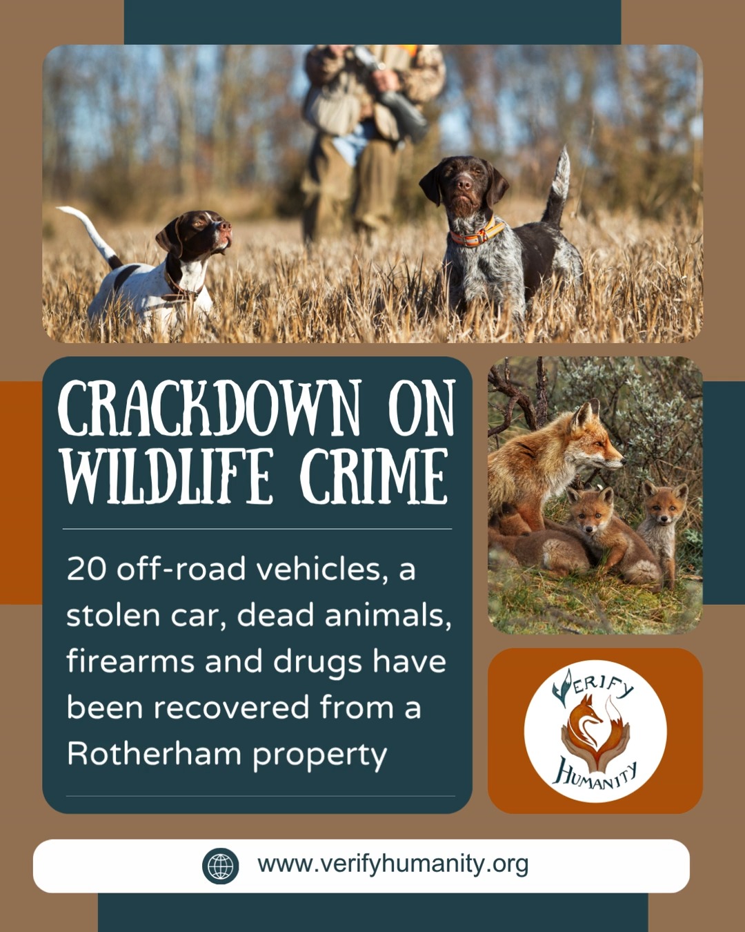 This is the reality rural communities are facing, and it’s being taken seriously. 🙌
These crimes don’t just damage property, they affect livelihoods, safety, and entire communities. Police are stepping up enforcement as part of wider efforts to tackle rural crime and protect those living and working in these areas. Hunting and animal cruelty will not be taken lightly.
#RuralCrime #SouthYorkshire #CrimePrevention #CommunitySafety #CrimeAwareness #StopRuralCrime #WildlifeCrime #EndHunting
Source: https://www.southyorkshire.police.uk/news/south-yorkshire/news/news/march-2026/off-road-bikes-stolen-cars-dogs-and-dead-animals-seized-following-rural-crime-warrant/