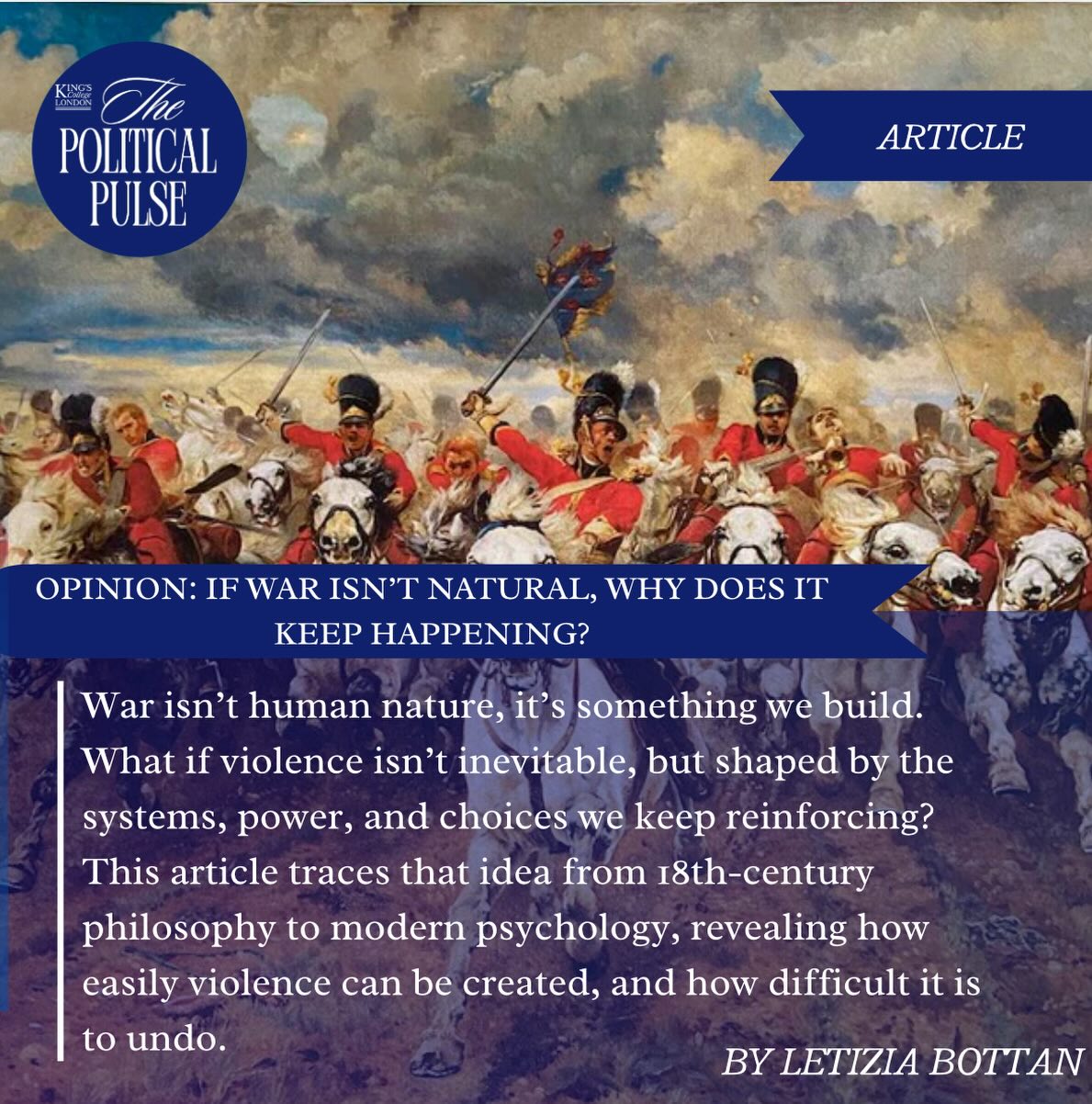 “If war is something we create, not something we are, then its persistence is not fate; it is failure.”
Why does organised violence keep shaping our world if it isn’t inevitable? This piece explores the tension between human nature and the systems we build, challenging the idea that war isn’t simply who we are.
Read the full article via the link in bio! 📰
#politics #philosophy #war #media #article