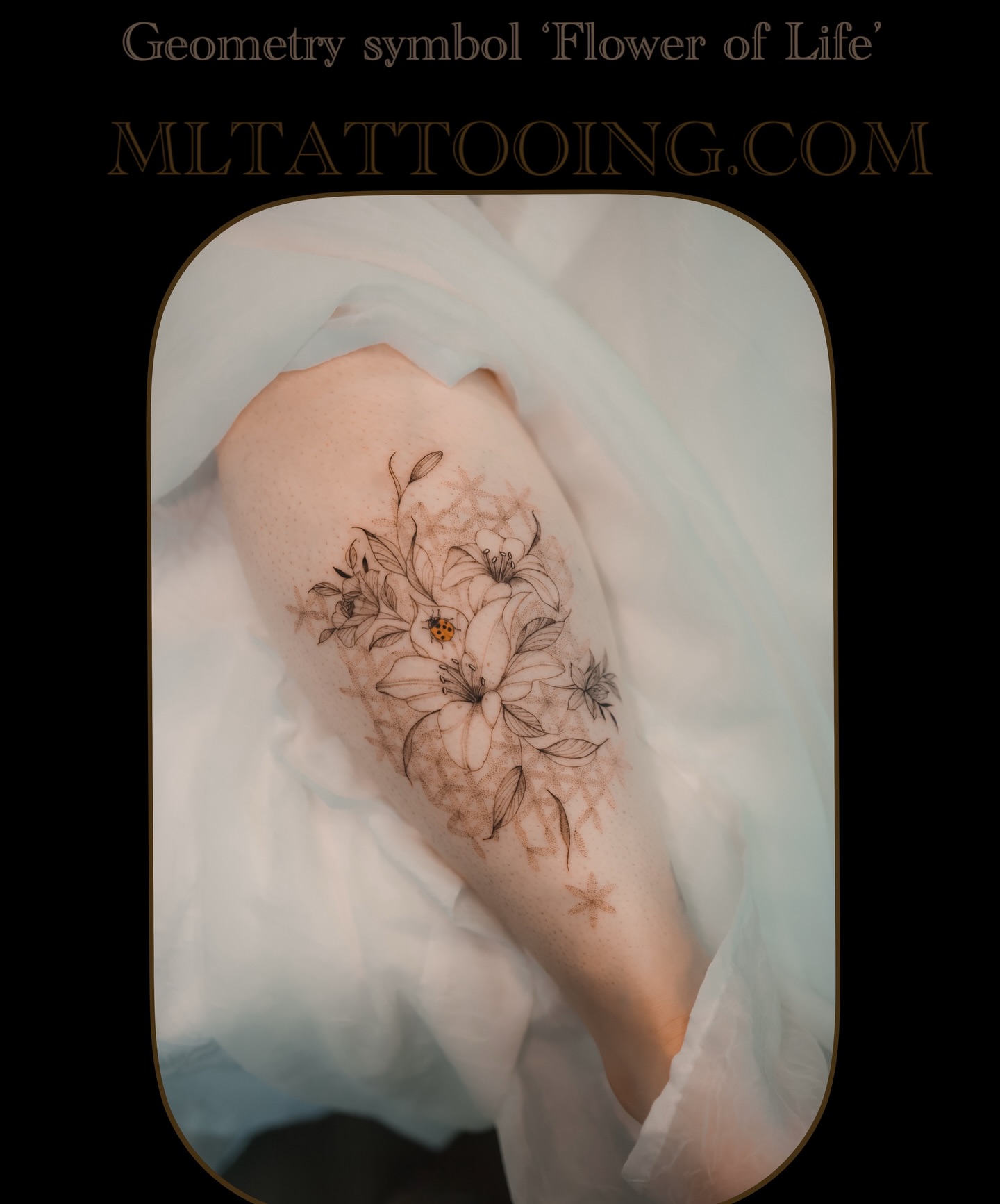 That’s a beautiful combination—pairing the sacred geometry of the Flower of Life with the elegance of lily flowers.
🌸
Flower of Life
Represents creation, unity, and the interconnectedness of all life. Formed by overlapping circles in perfect symmetry, it reflects harmony, balance, and the underlying blueprint of the universe