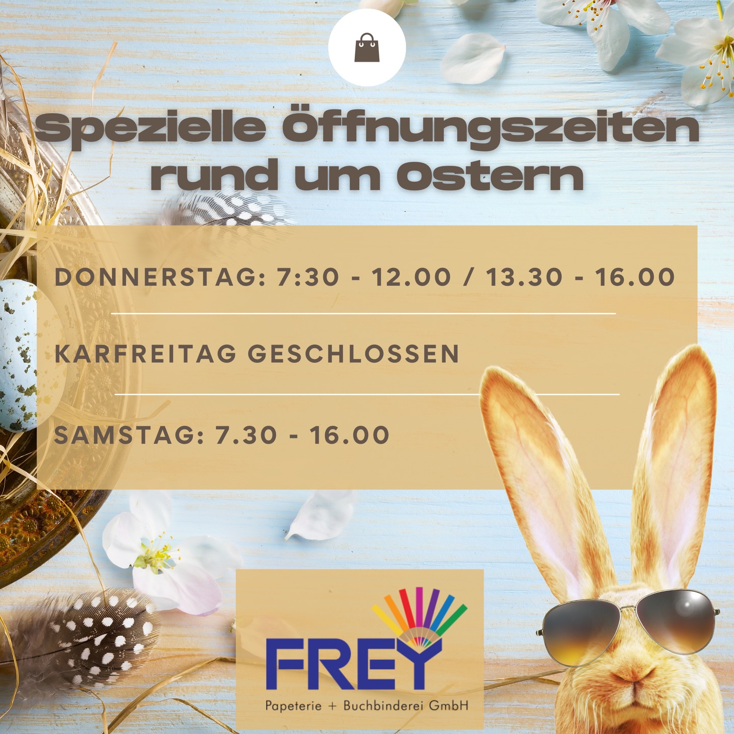 Heute noch bis 16 Uhr - Morgen habe wir geschlossen😉 Dies sind unsere Öffnungszeiten vor dem Osterwochenende🐣
#freypapeterie #ostern