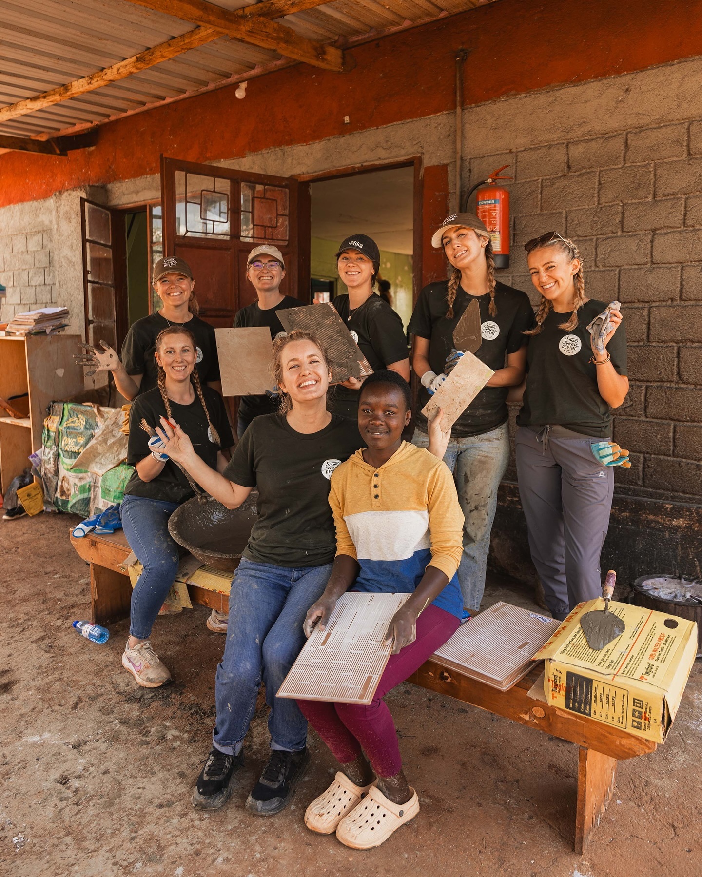 Another beautiful day full of hard work at @mattawchildren ❤️ Installing tiles and painting interior of the homes, building desks and laying new flooring for the school, laying pavement, and installing a new sports court!!