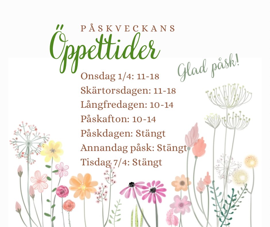 Vi närmar oss påsk 🐣 här är veckans öppettider ☀️