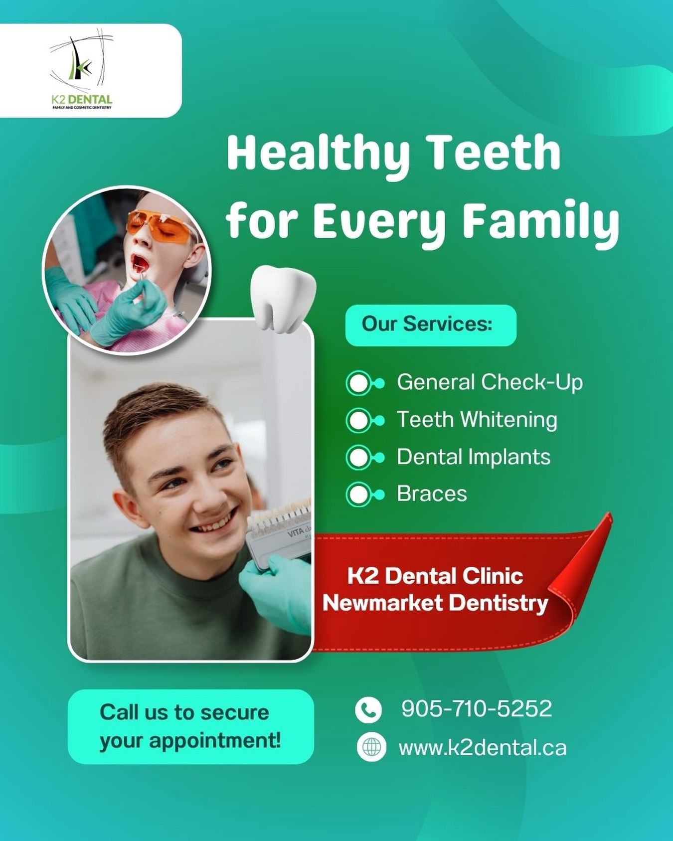 ✅Healthy smiles for the whole family
At our clinic, your dental care is our top priority 🦷💚
🔹 General Check-Ups
🔹 Teeth Whitening
🔹 Dental Implants
🔹 Braces
Let our professional team help you achieve your best smile 😁
📞 Book your appointment today
905-710-5252
🌐 www.k2dental.ca
#DentalCare #HealthySmile #FamilyDentist #TeethWhitening #dentalimplants