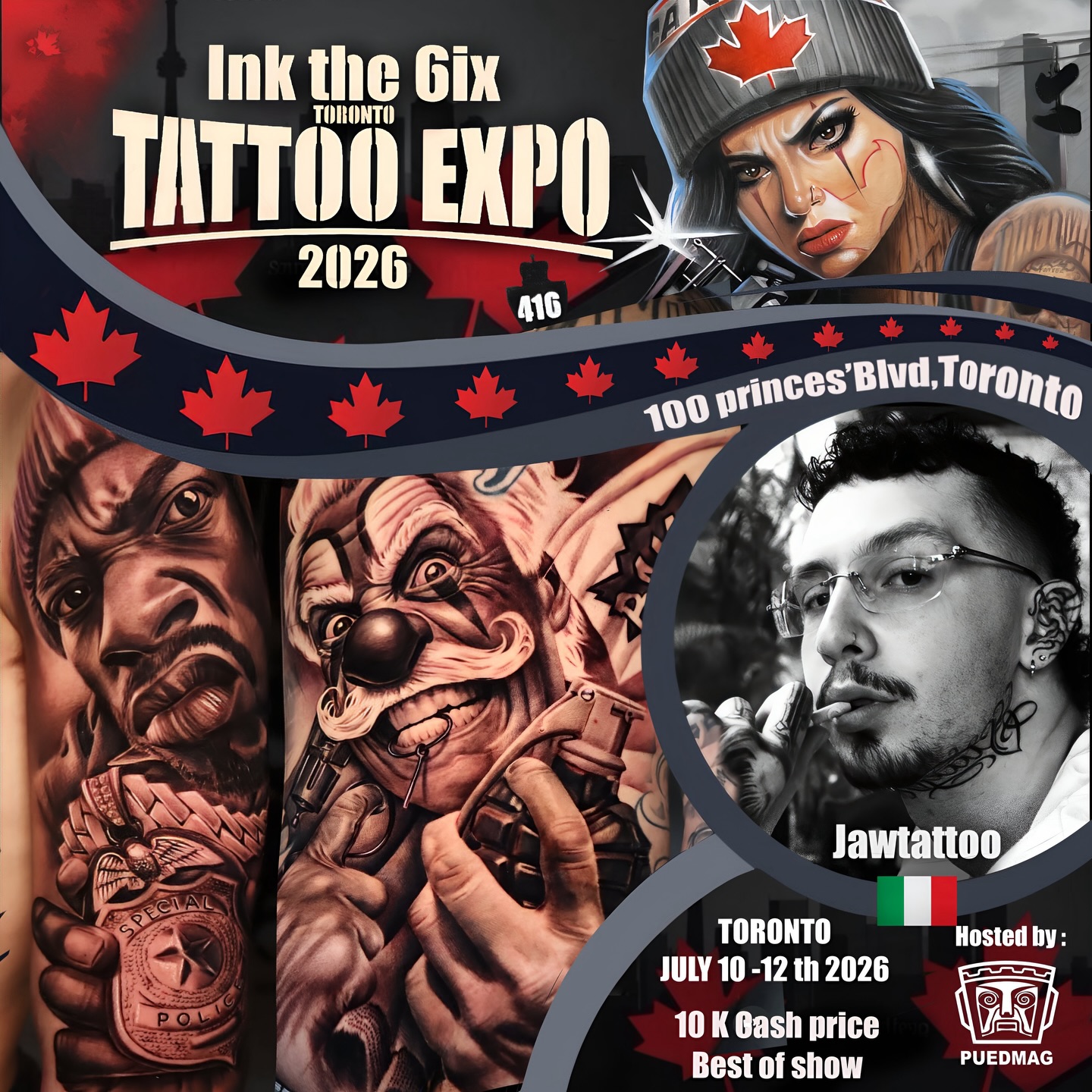 Welcome @jawtattoo to the second edition of @inkthe6ixtorontotattooexpo 🔥
All the way from Italy, representing @mackotattooshops, Jaw will be in Toronto for the very first time 🇮🇹➡️🇨🇦
If you’ve been thinking about getting a piece from an incredible artist, this is your chance. Don’t miss it — spots will go fast.
📅 July 10–12, 2026
📍 Enercare Event Centre, Toronto
DM him directly to book your session.
You either win with us or watch us win.
We the North 💪
